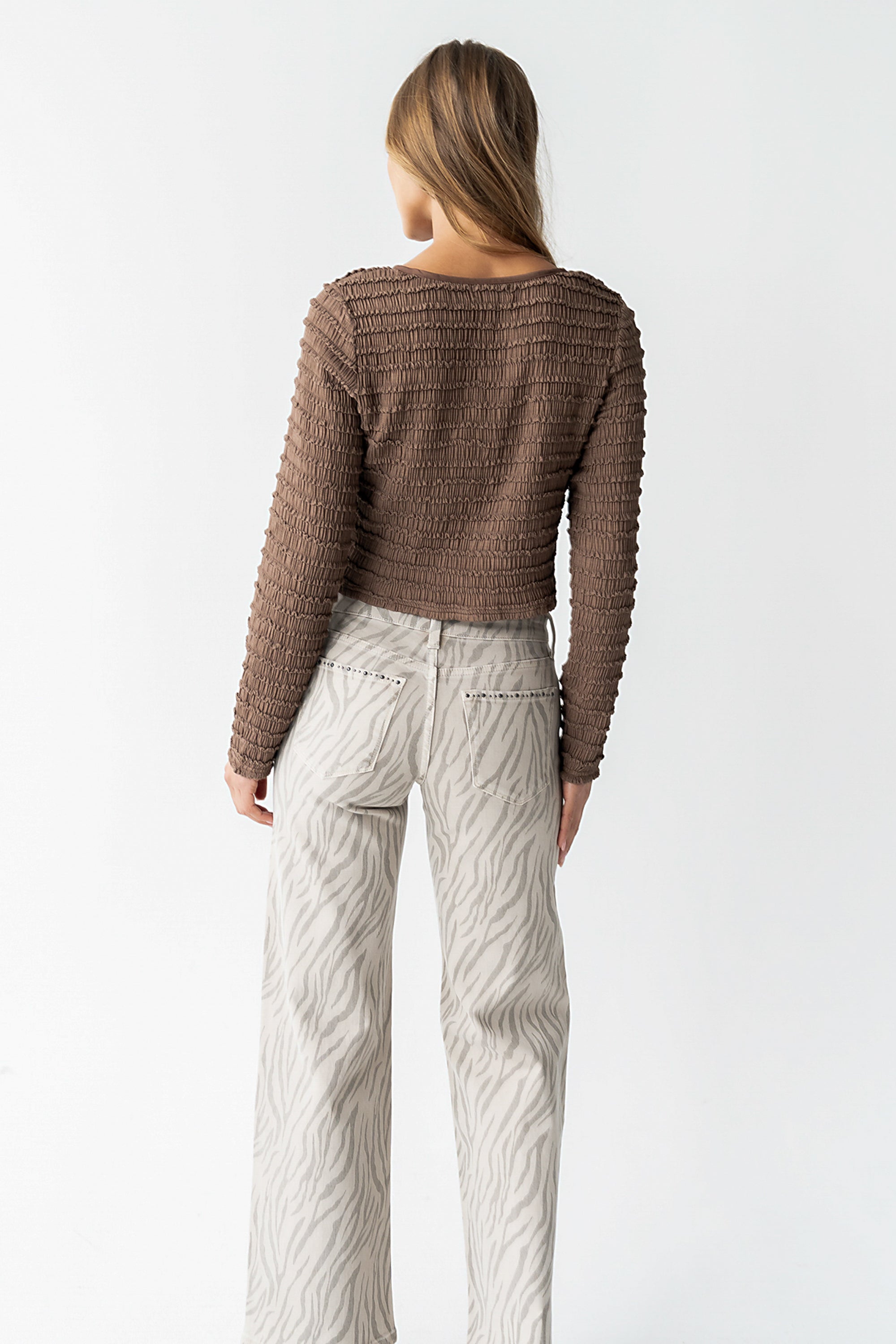 Jordy Textured Top in Brown