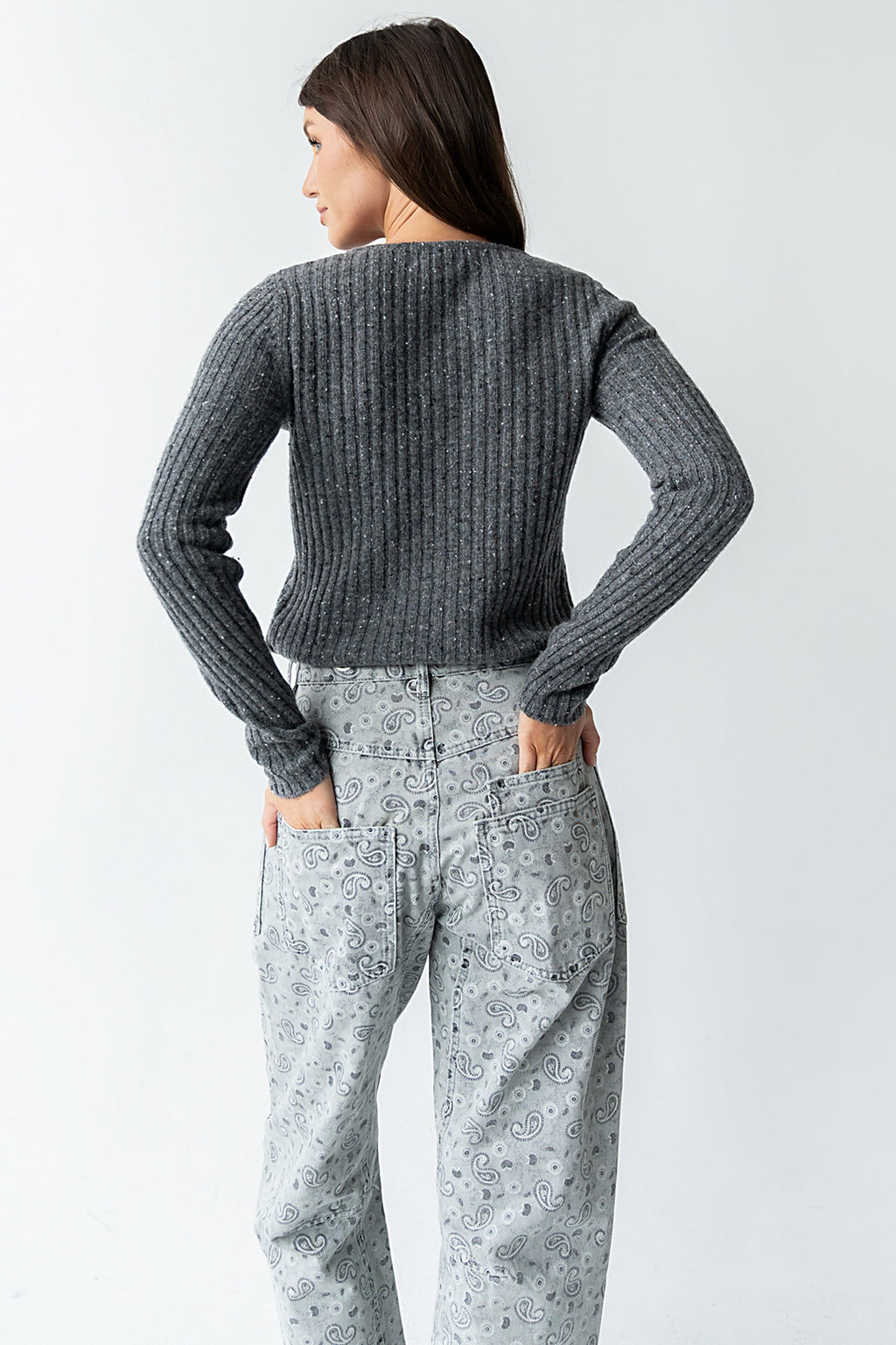 Hellen Knit Cardigan in Charcoal