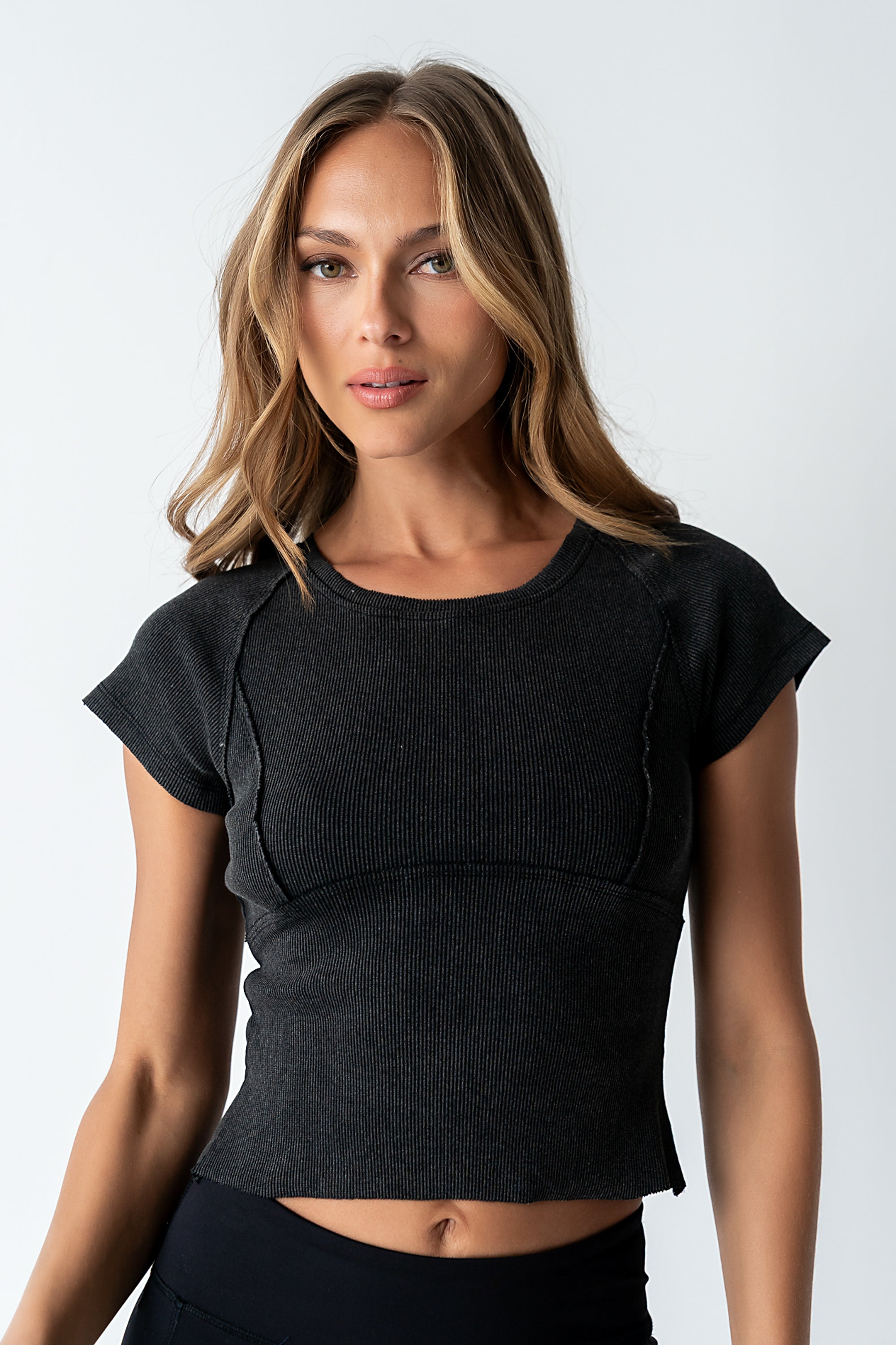 Millie Reverse Seam Top in Black
