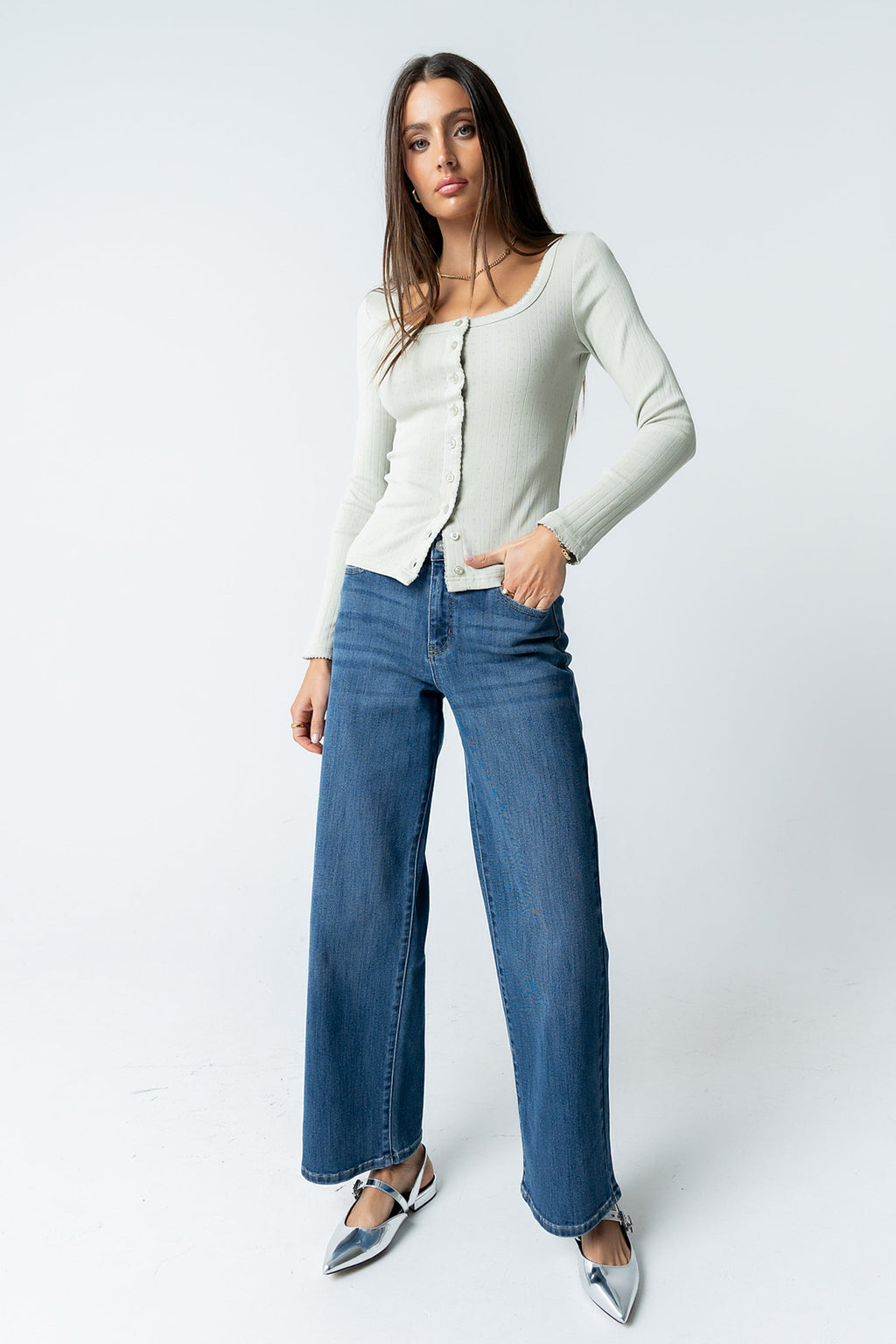 Pura Knit Top in Green