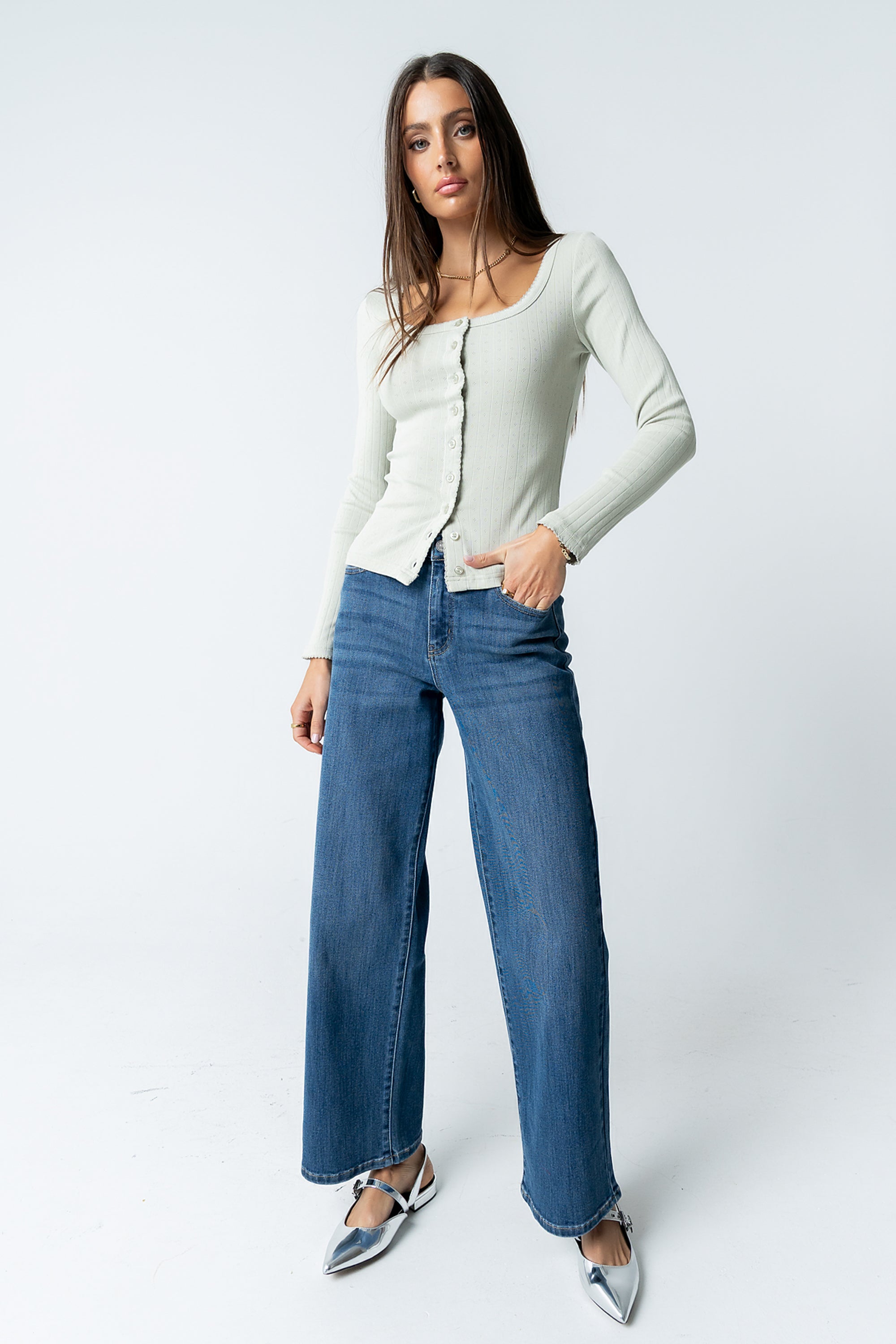 Pura Knit Top in Green