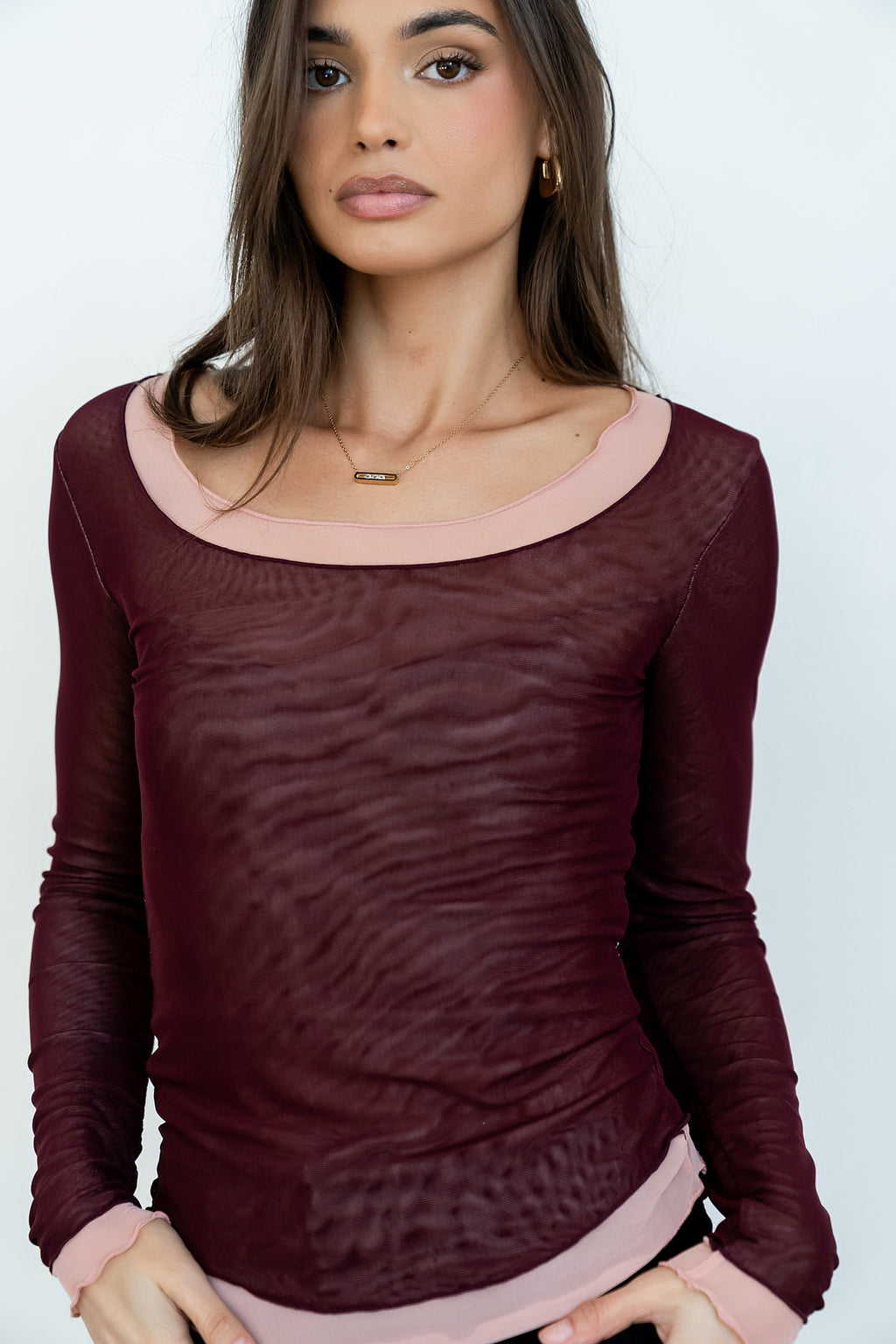 Lex Layered Mesh Top in Purple