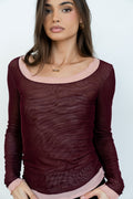 Lex Layered Mesh Top in Purple