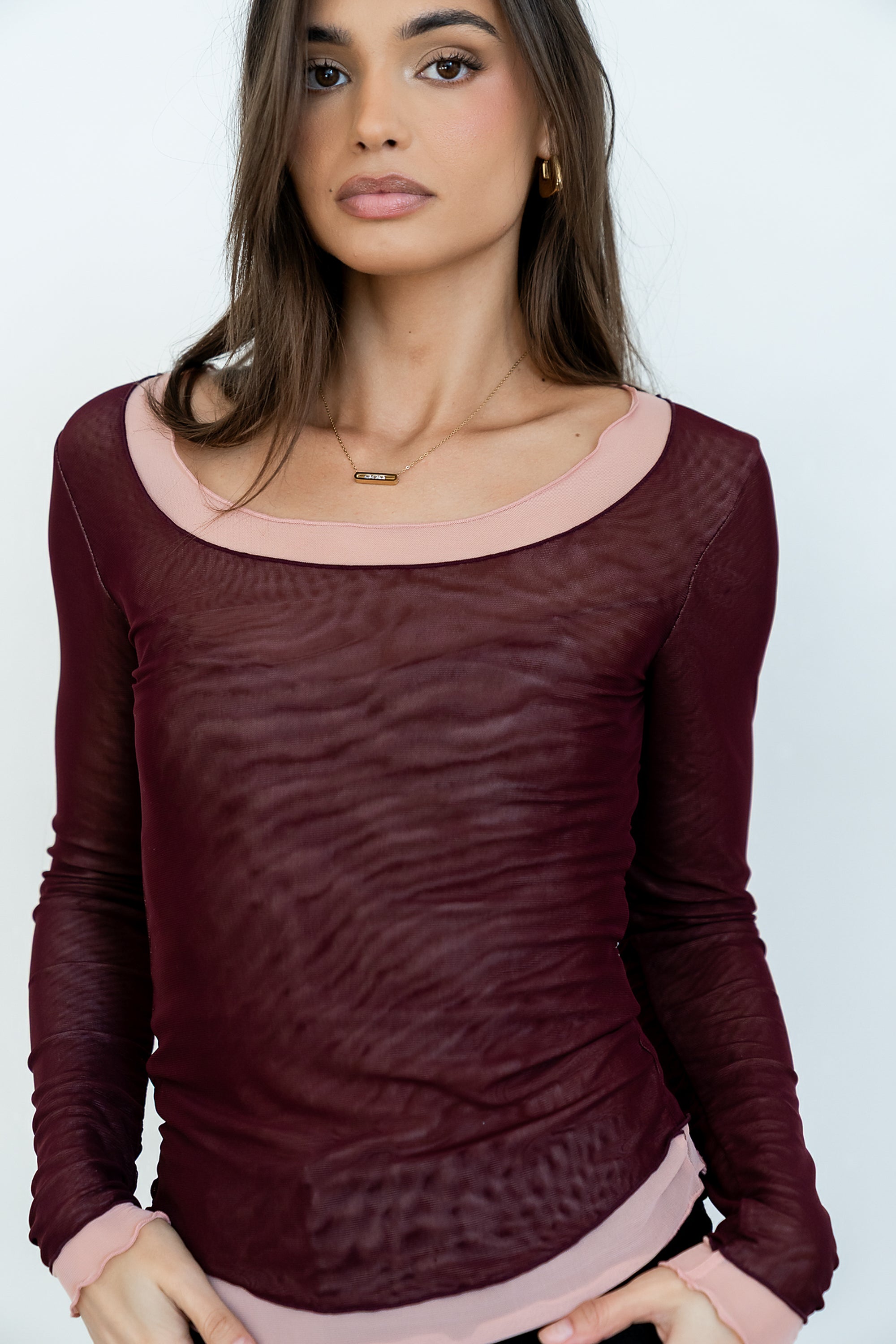 Lex Layered Mesh Top in Purple
