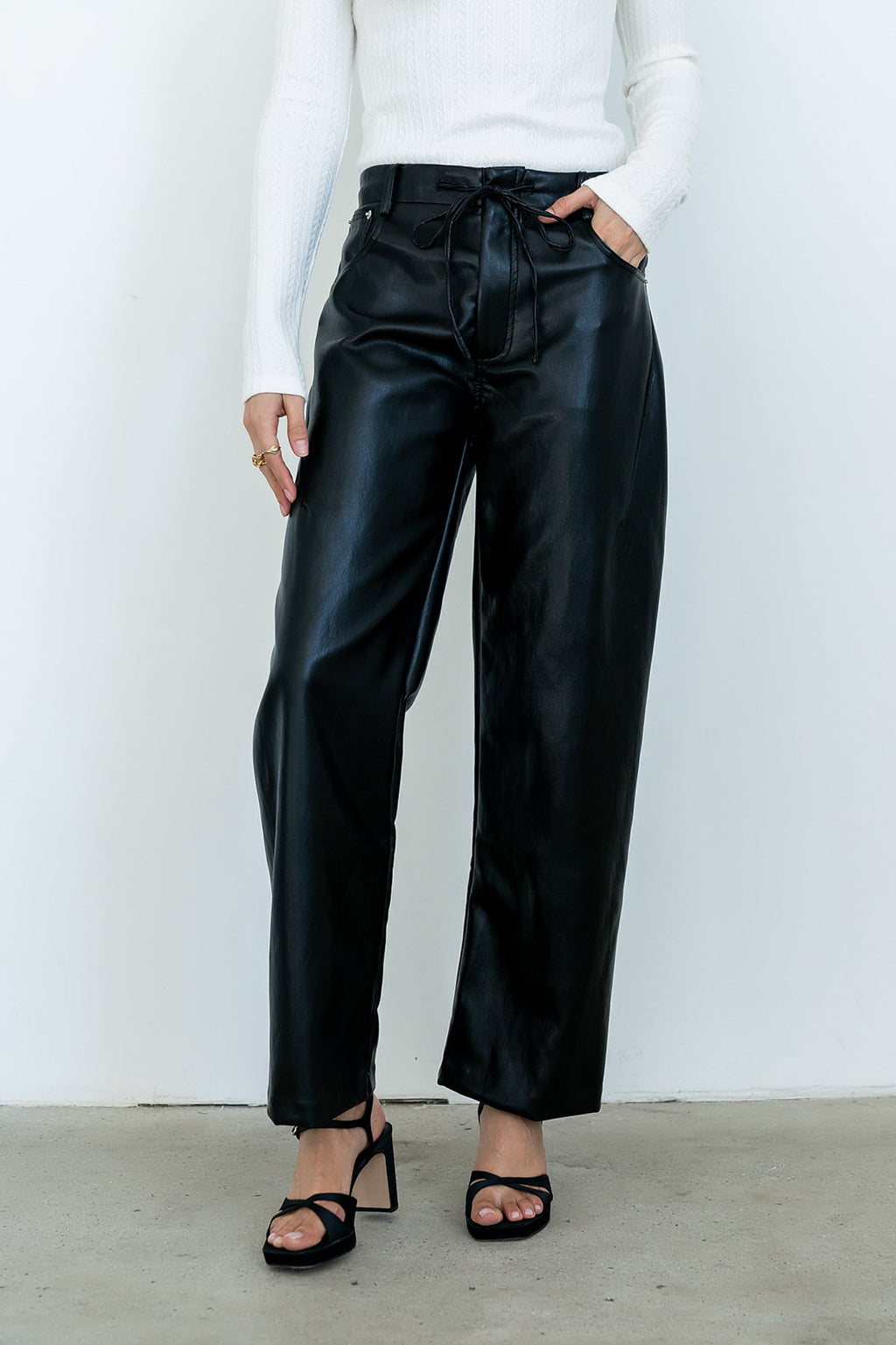 Priya Vegan Leather Wide Leg Pants