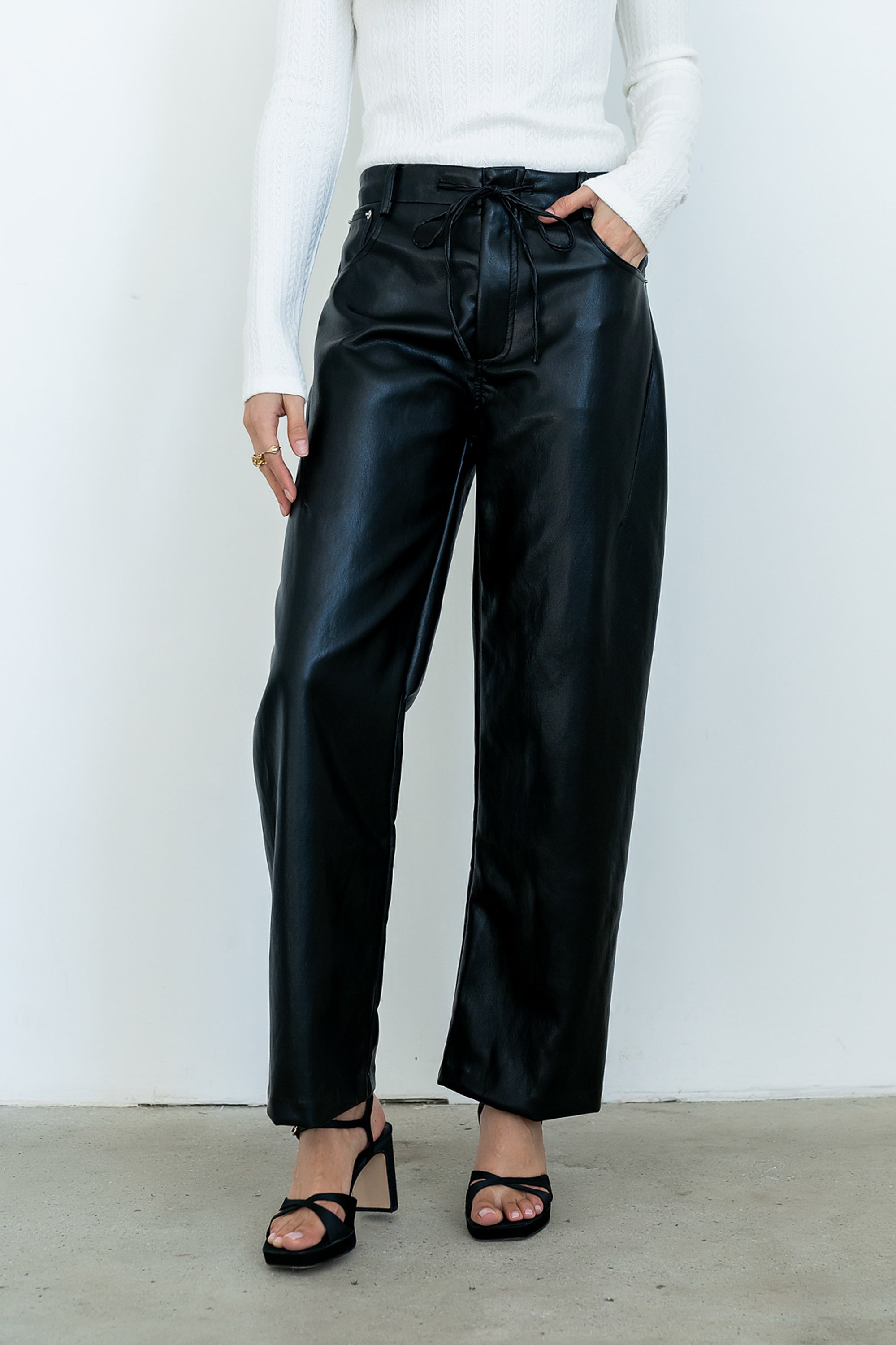 Priya Vegan Leather Wide Leg Pants