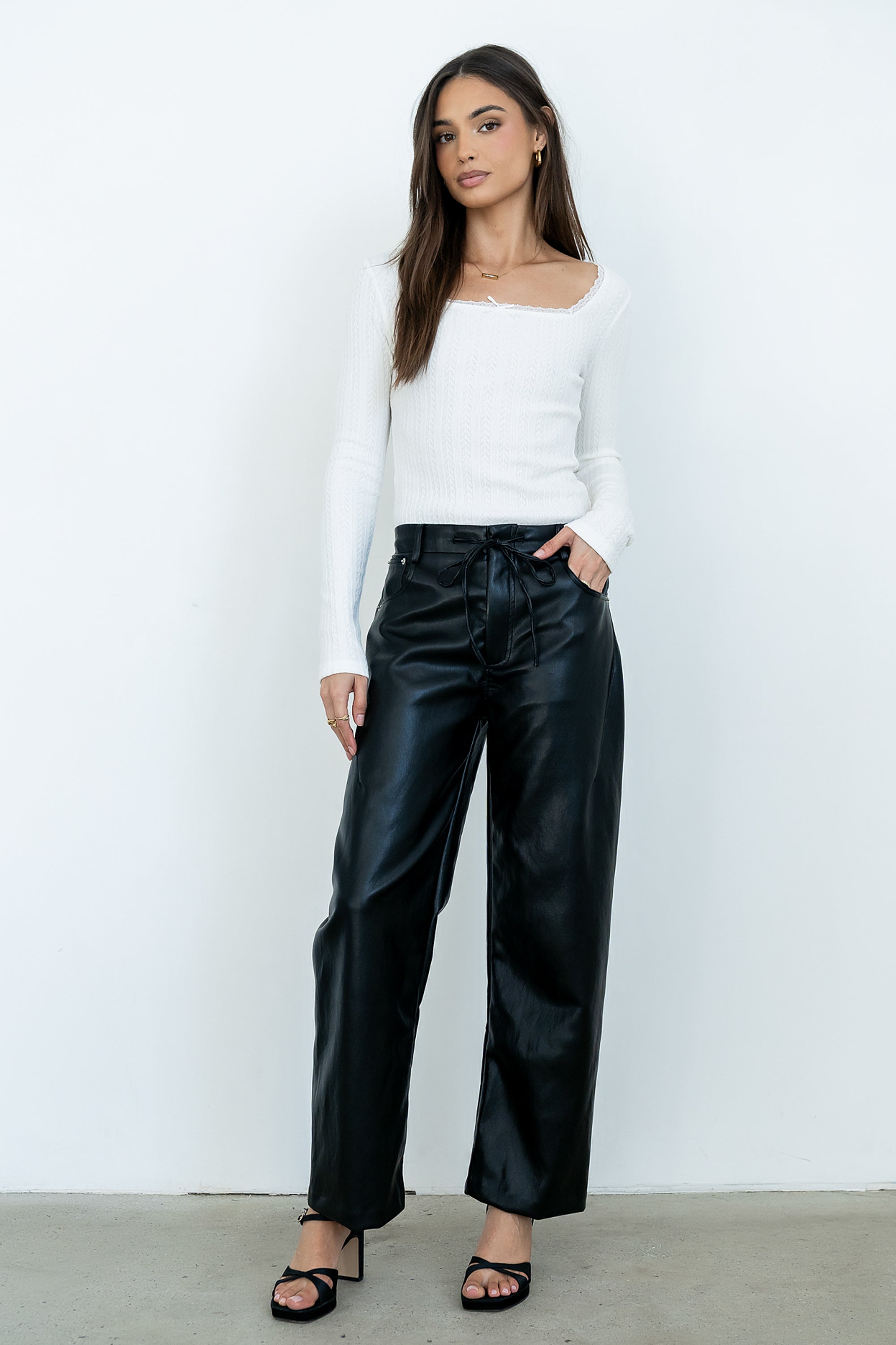 Priya Vegan Leather Wide Leg Pants