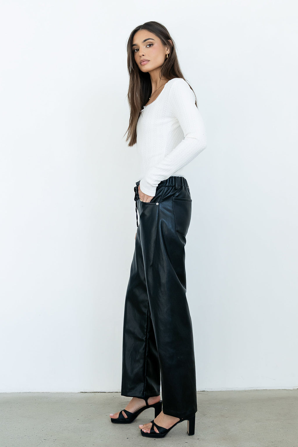Priya Vegan Leather Wide Leg Pants