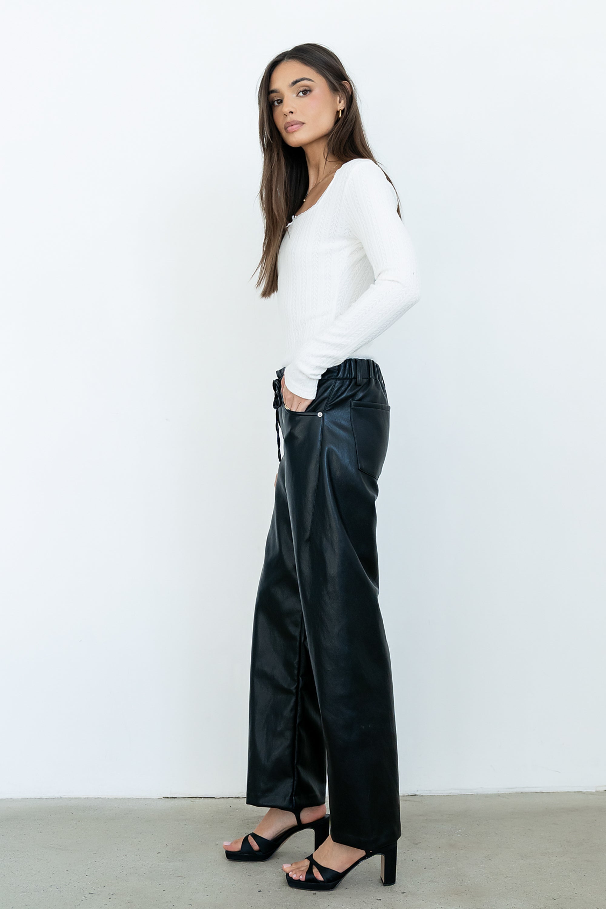 Priya Vegan Leather Wide Leg Pants
