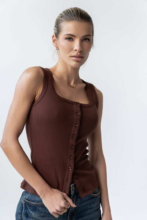 Apollo Knit Tank Top in Brown