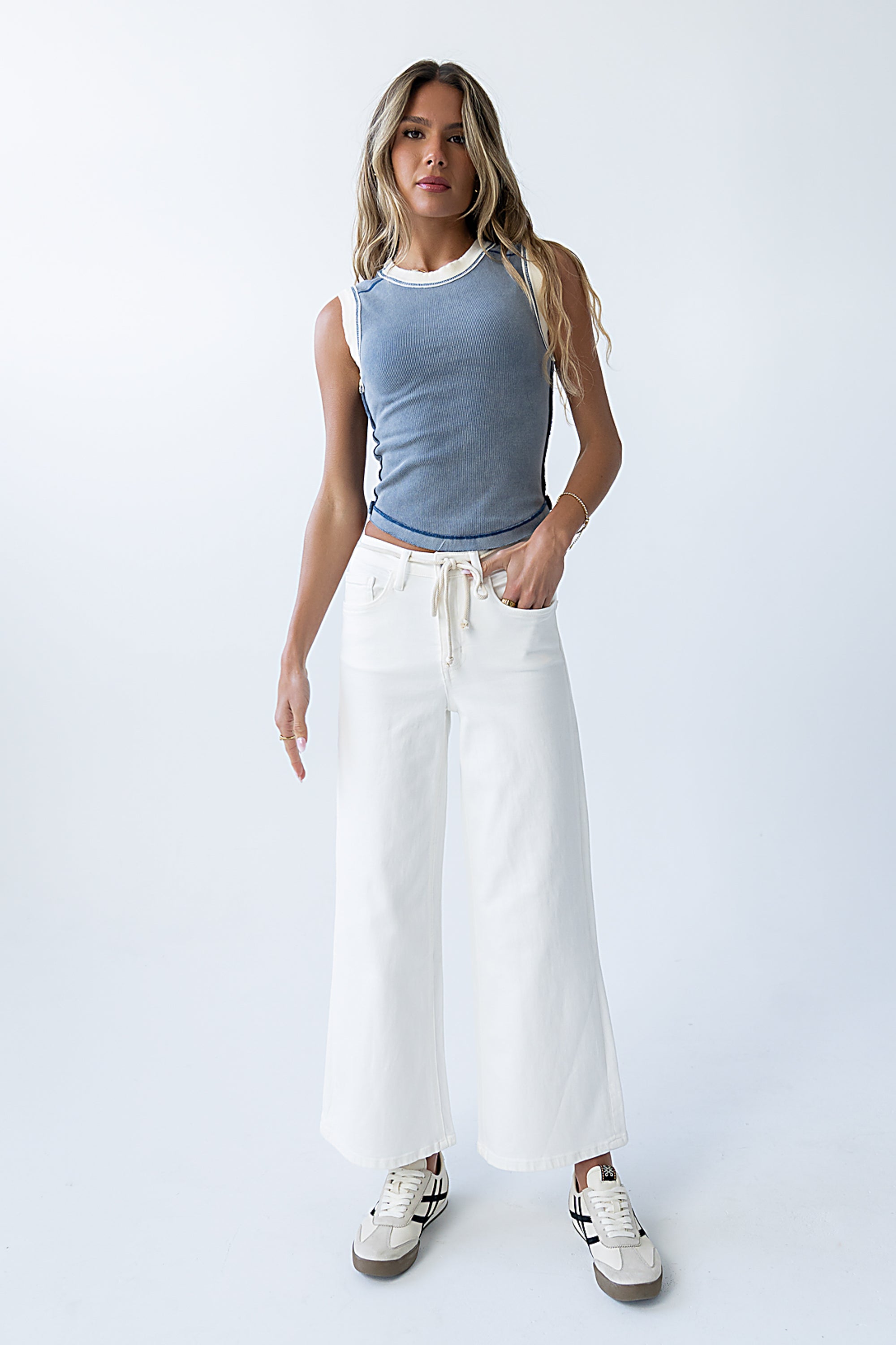 Lilah Reverse Seam Tank in Indigo