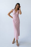 Hailey Lace Trim Maxi Dress in Pink