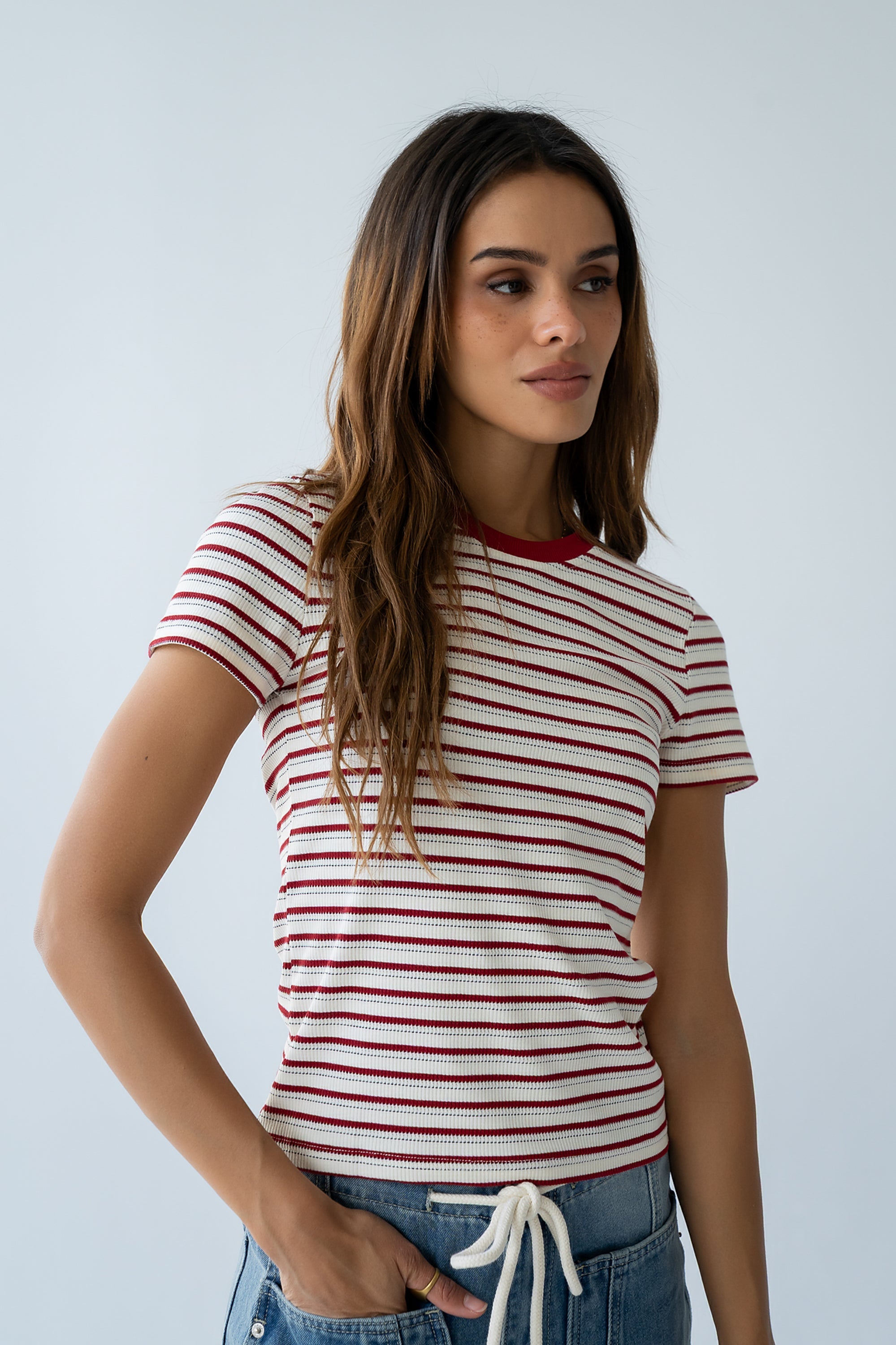 Ashtyn Striped Top in Red