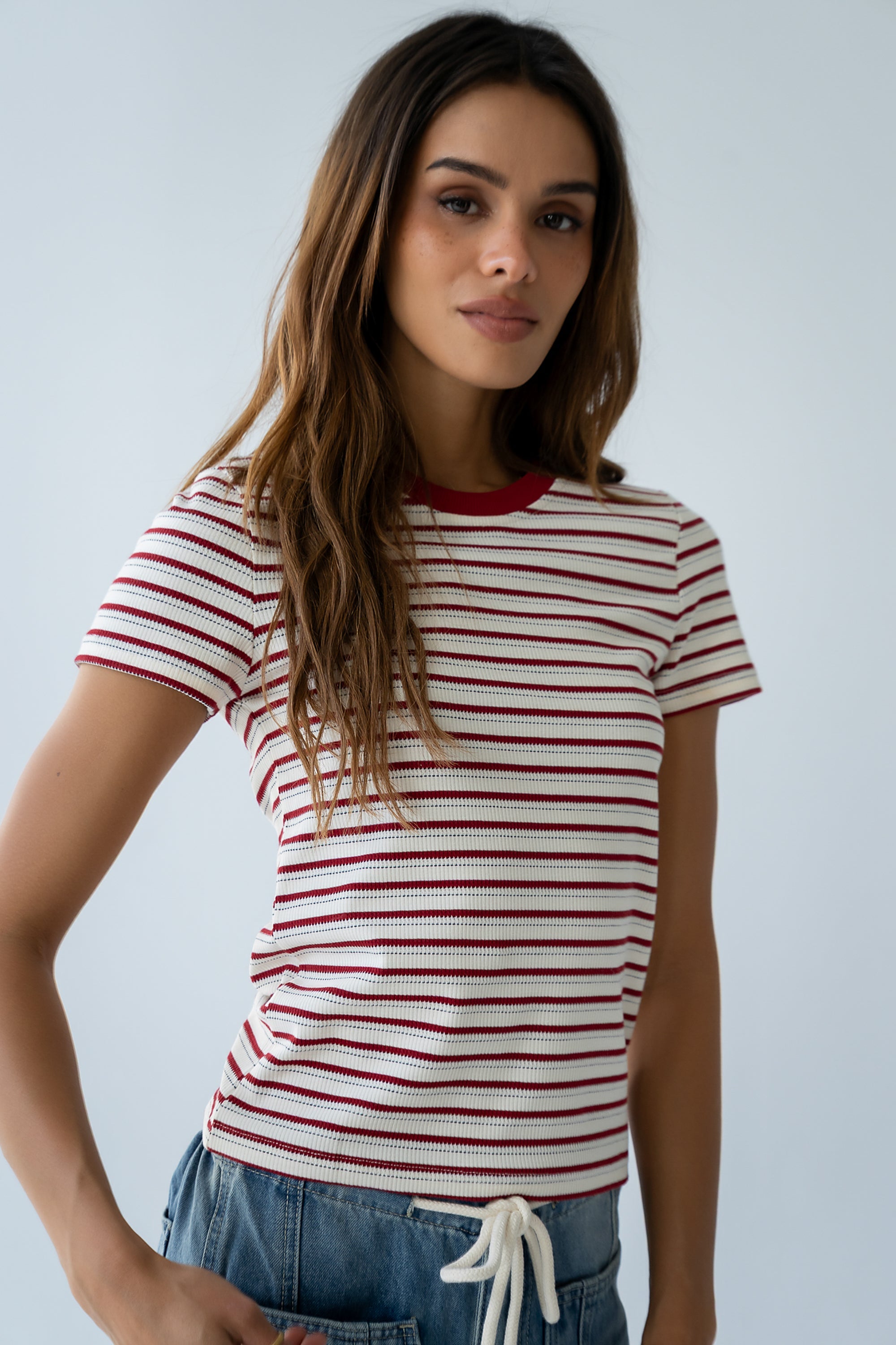 Ashtyn Striped Top in Red