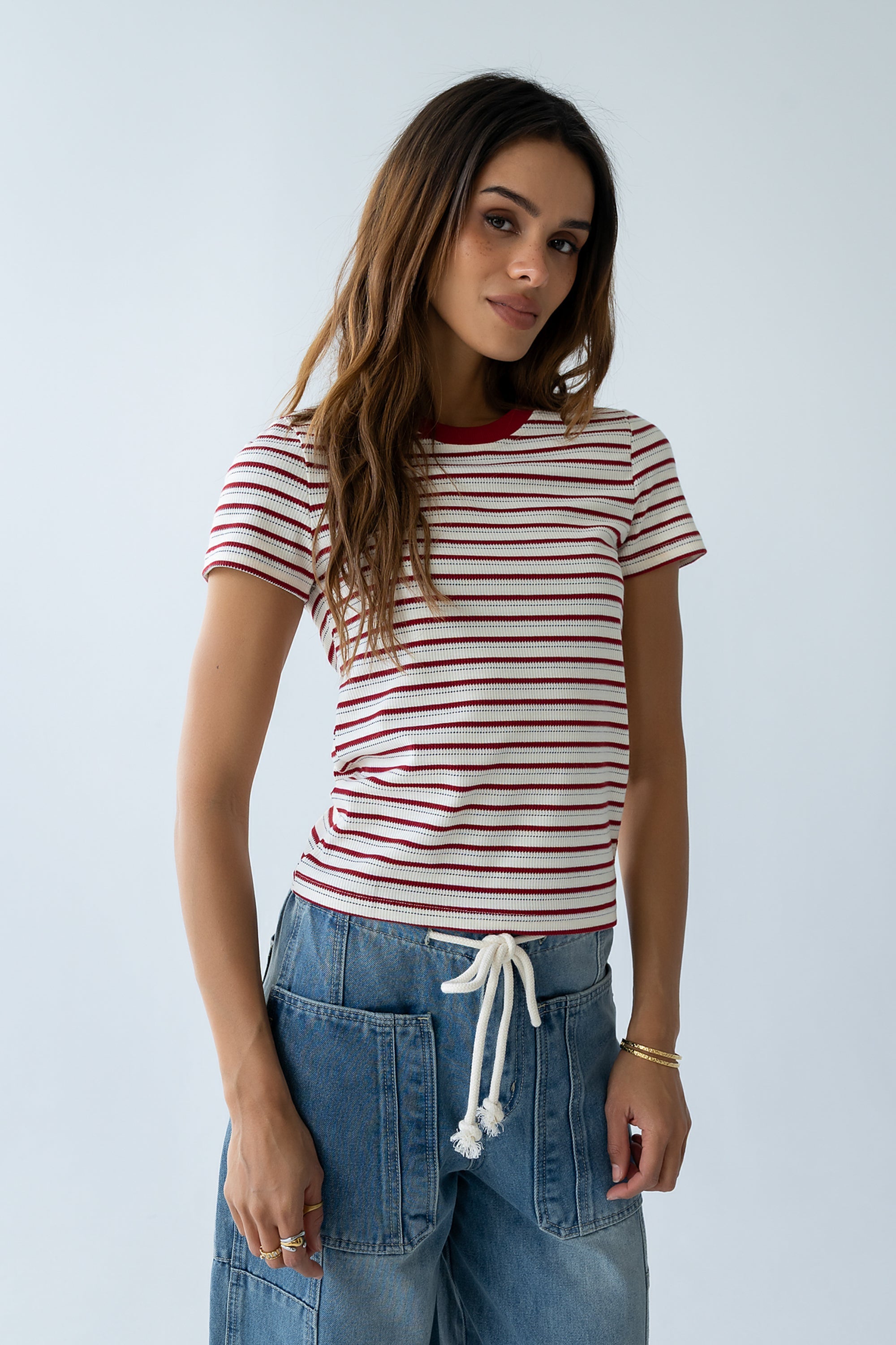Ashtyn Striped Top in Red