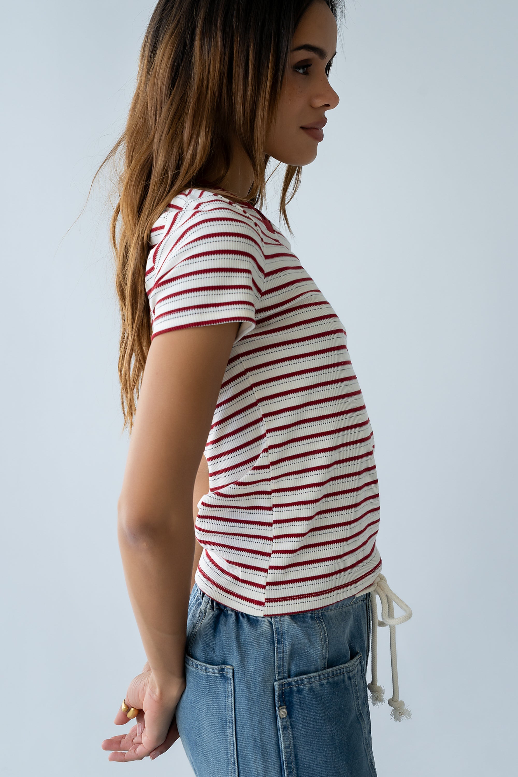 Ashtyn Striped Top in Red