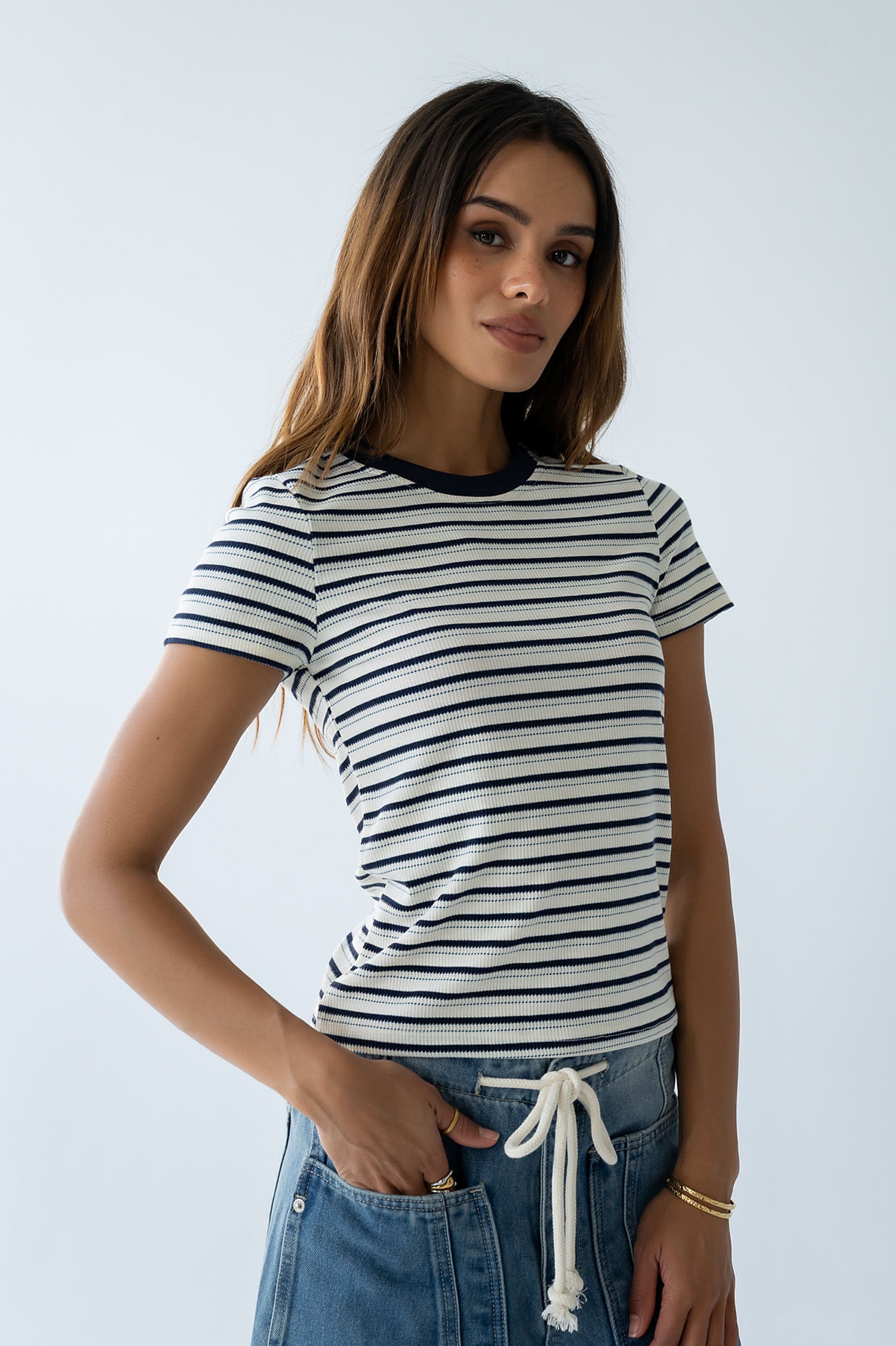 Ashtyn Striped Top in Teal