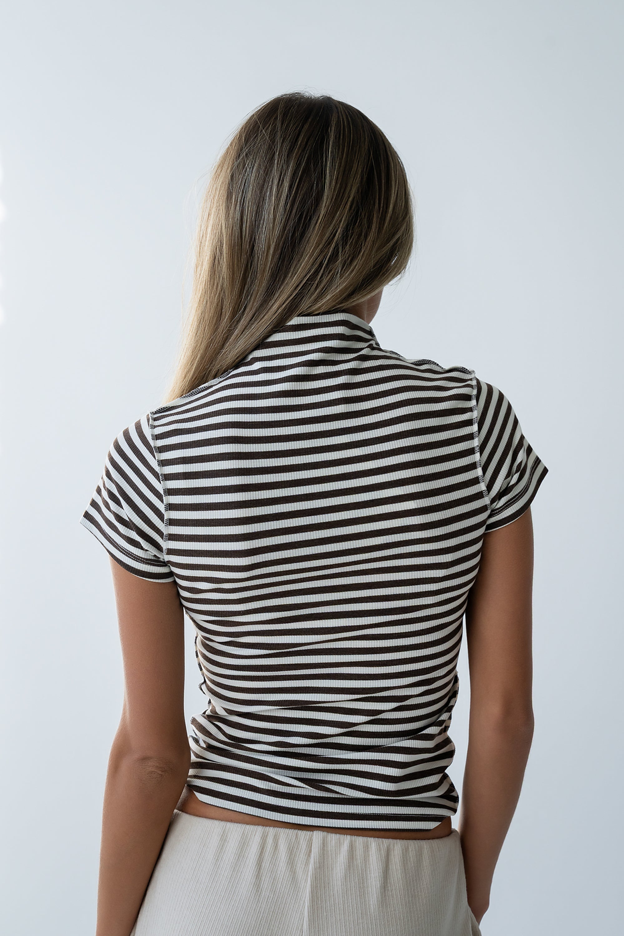 Lennon Striped Top in Brown