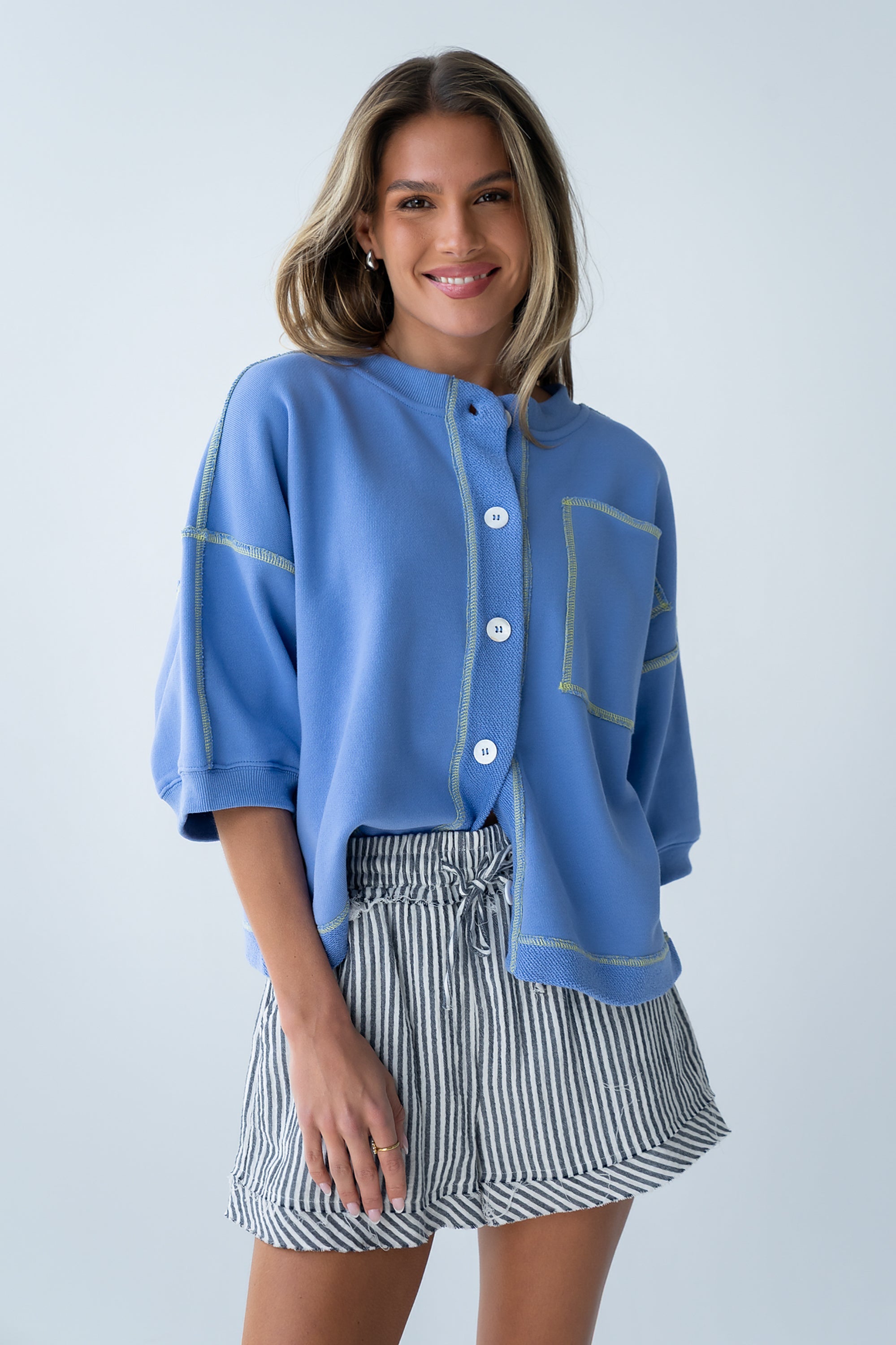 Liam Oversized Top in Blue