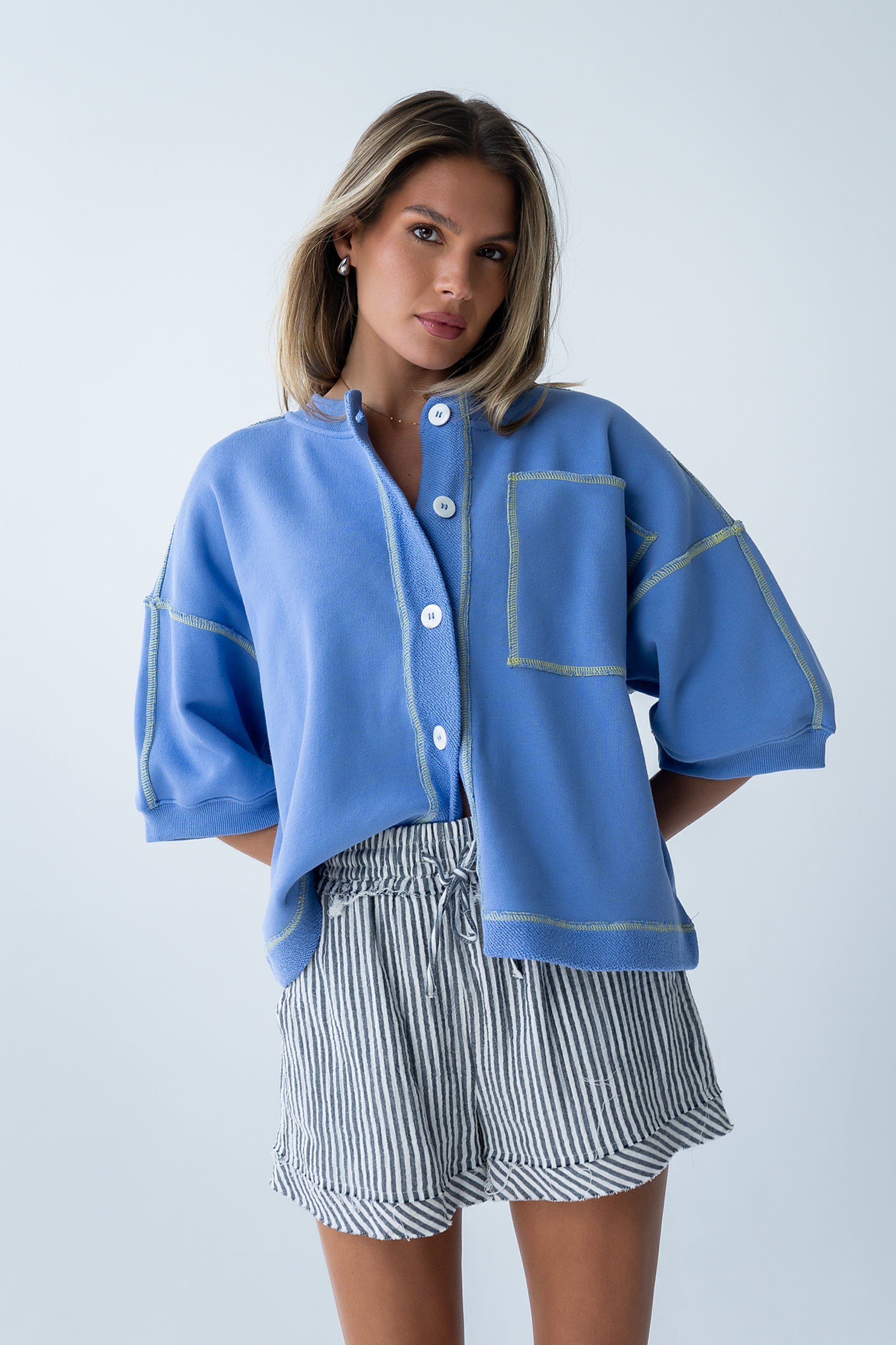 Liam Oversized Top in Blue
