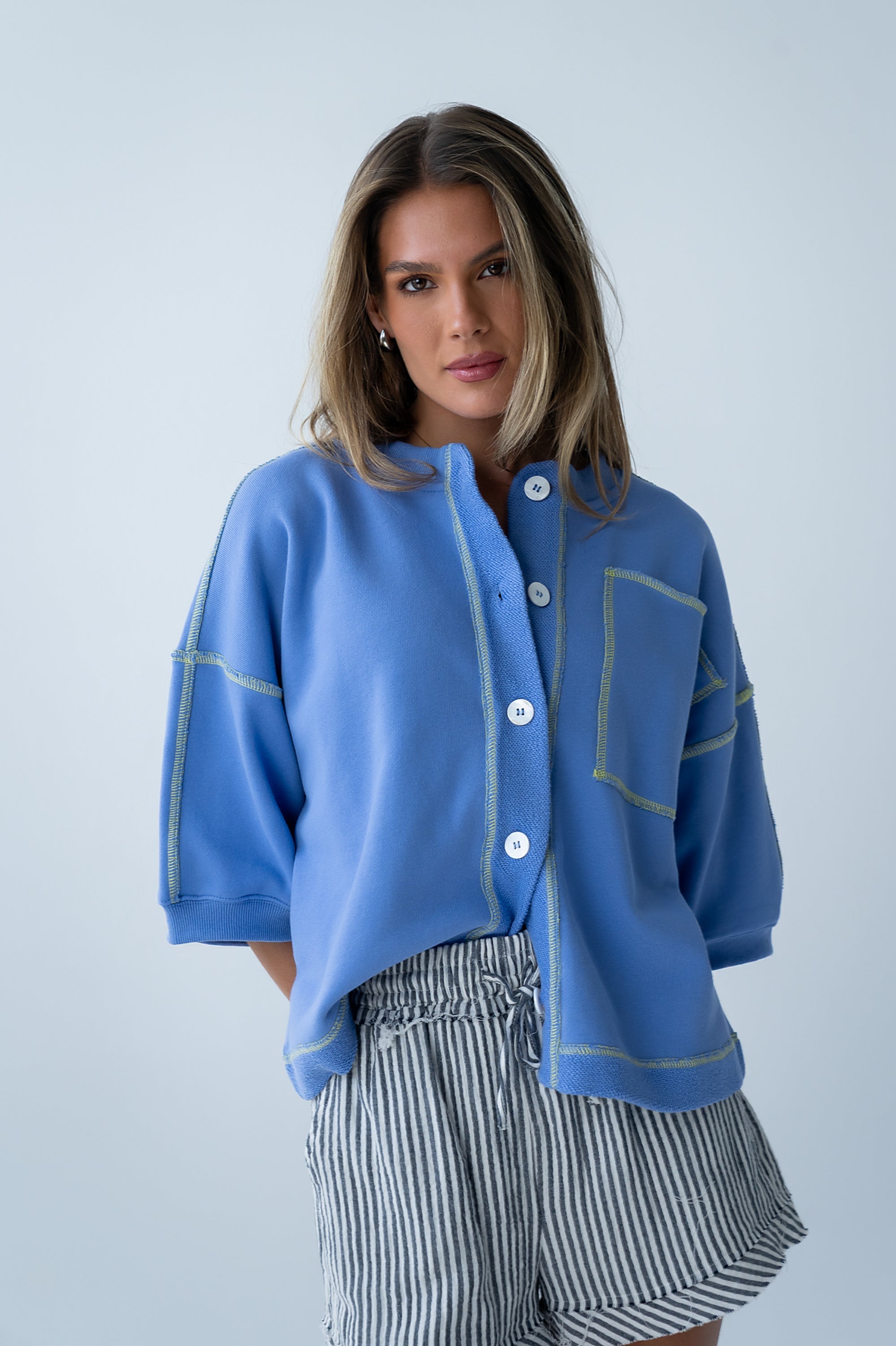 Liam Oversized Top in Blue