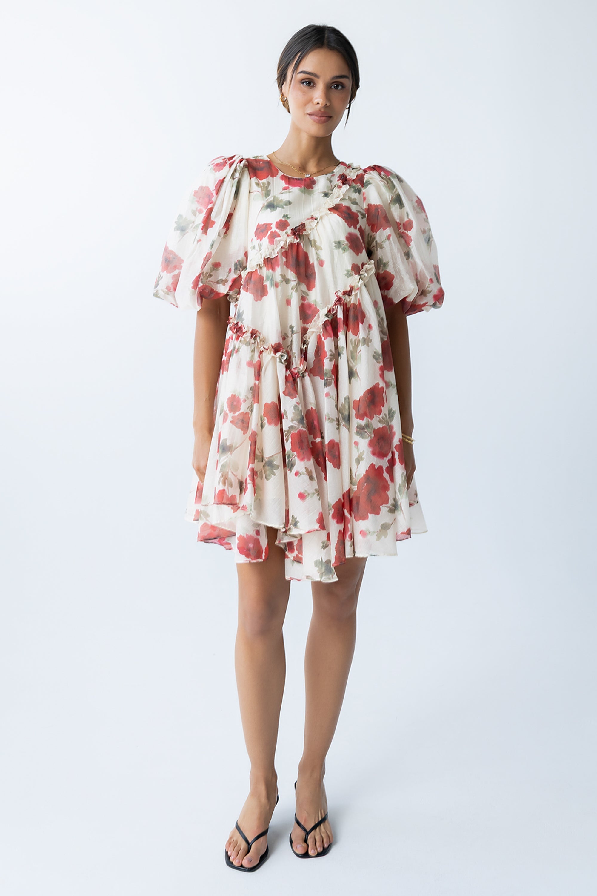 Tamlyn Floral Mini Dress in Red