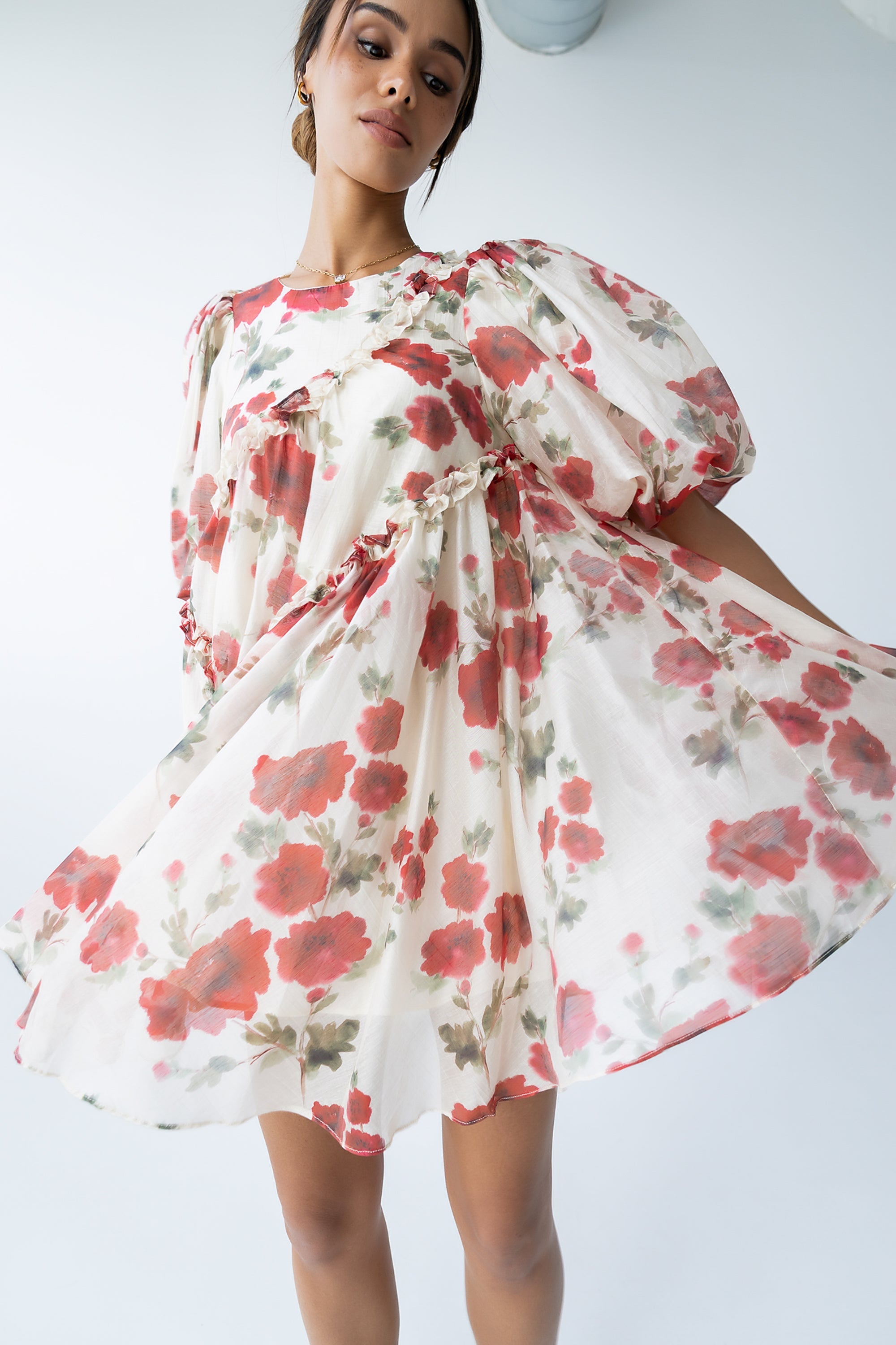 Tamlyn Floral Mini Dress in Red