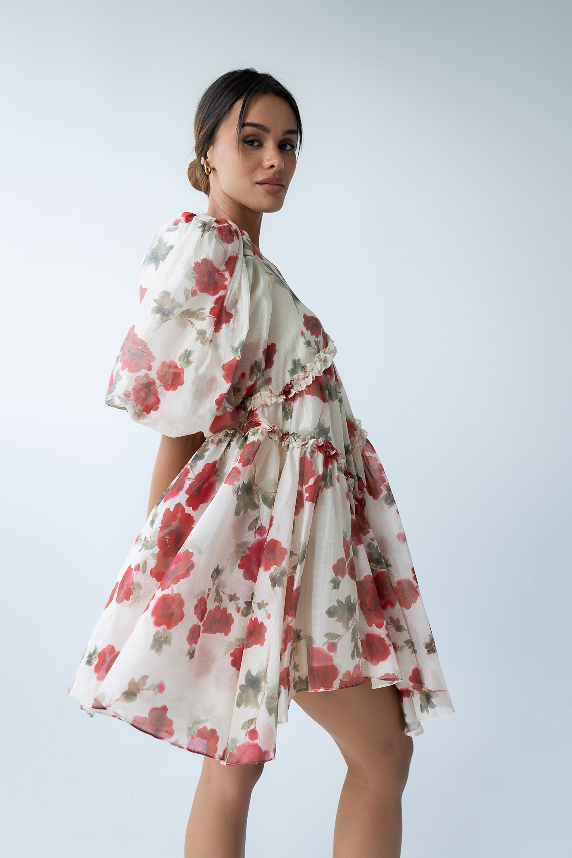 Tamlyn Floral Mini Dress in Red