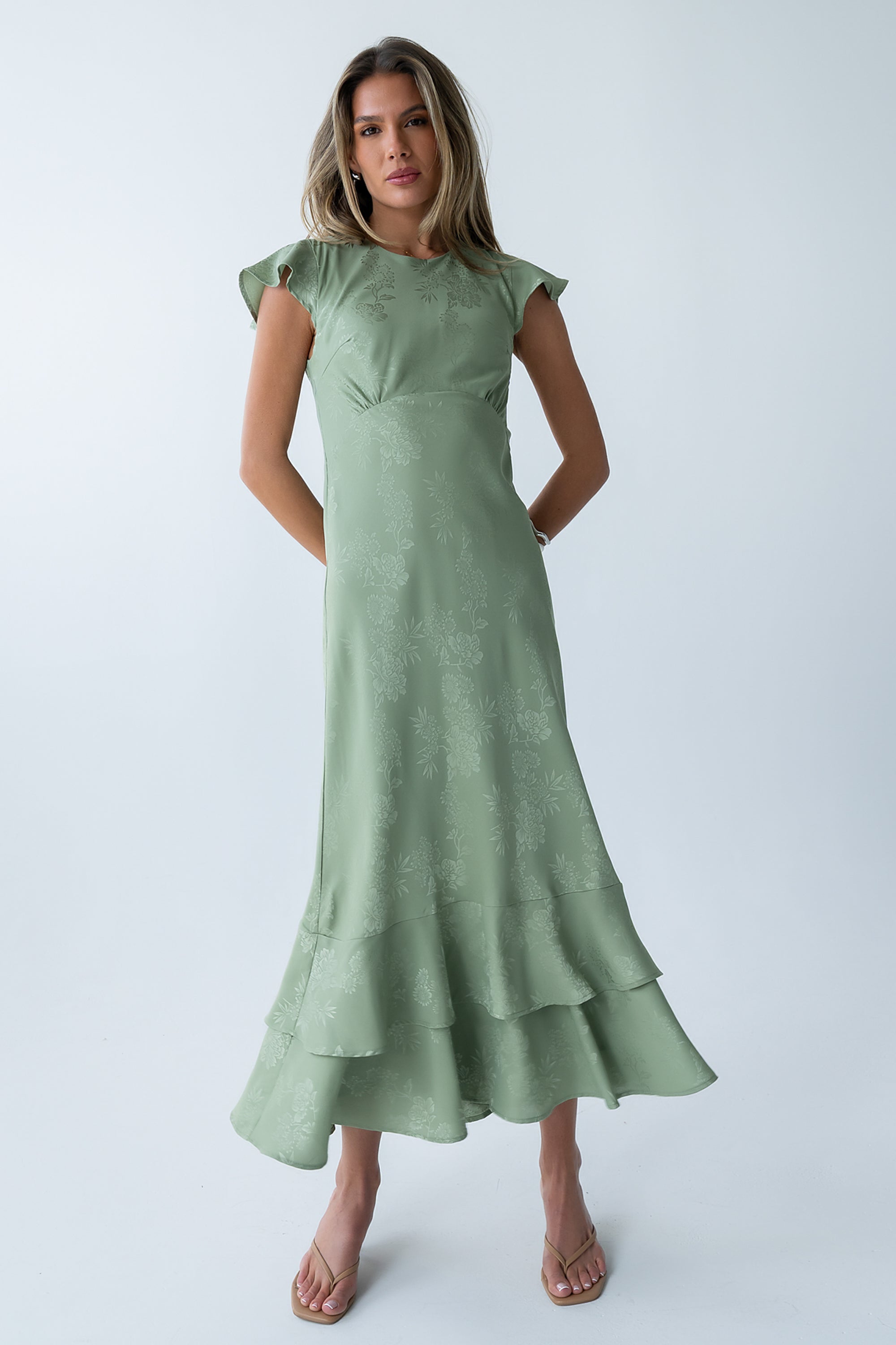 Mateo Floral Maxi Dress in Green