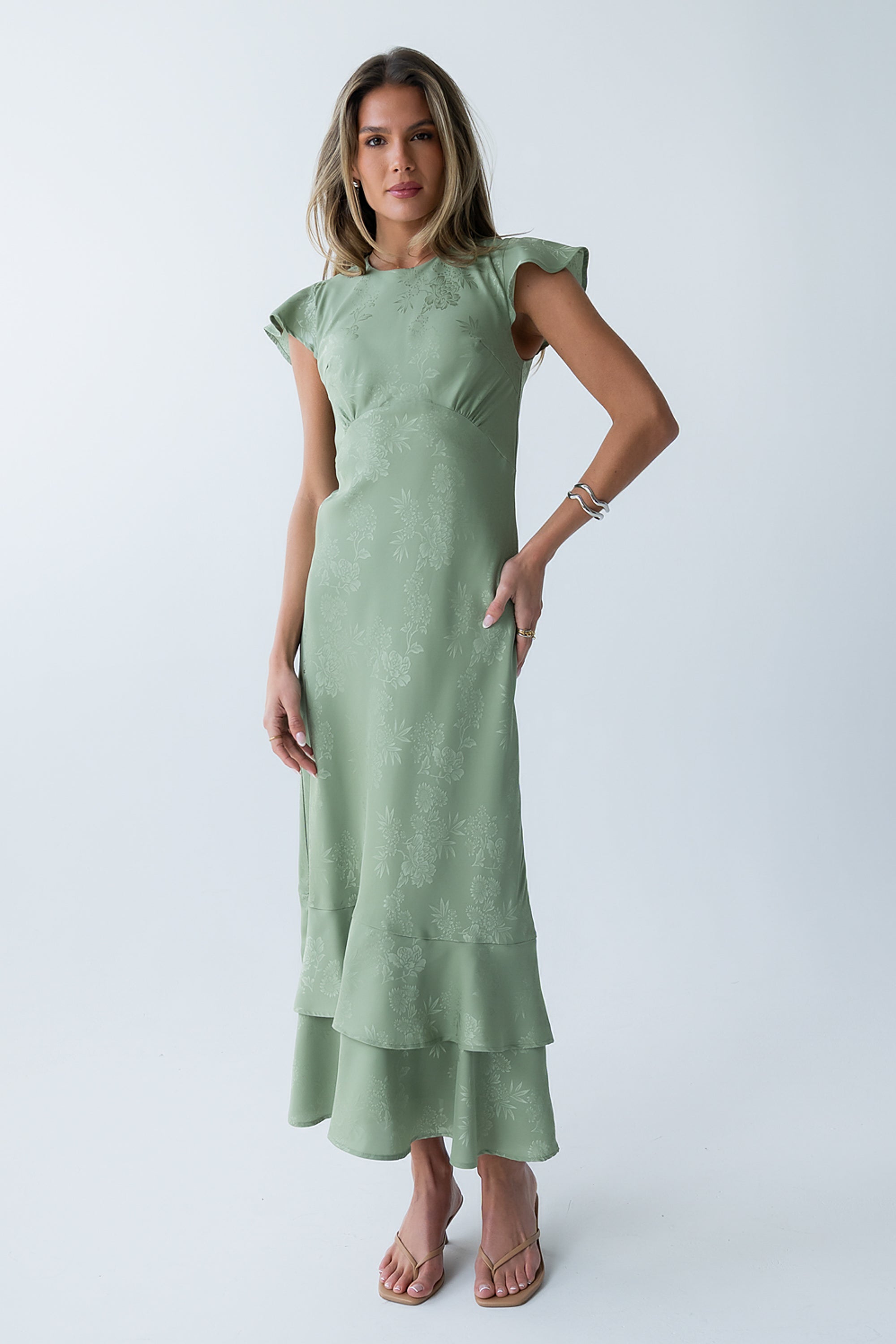 Mateo Floral Maxi Dress in Green