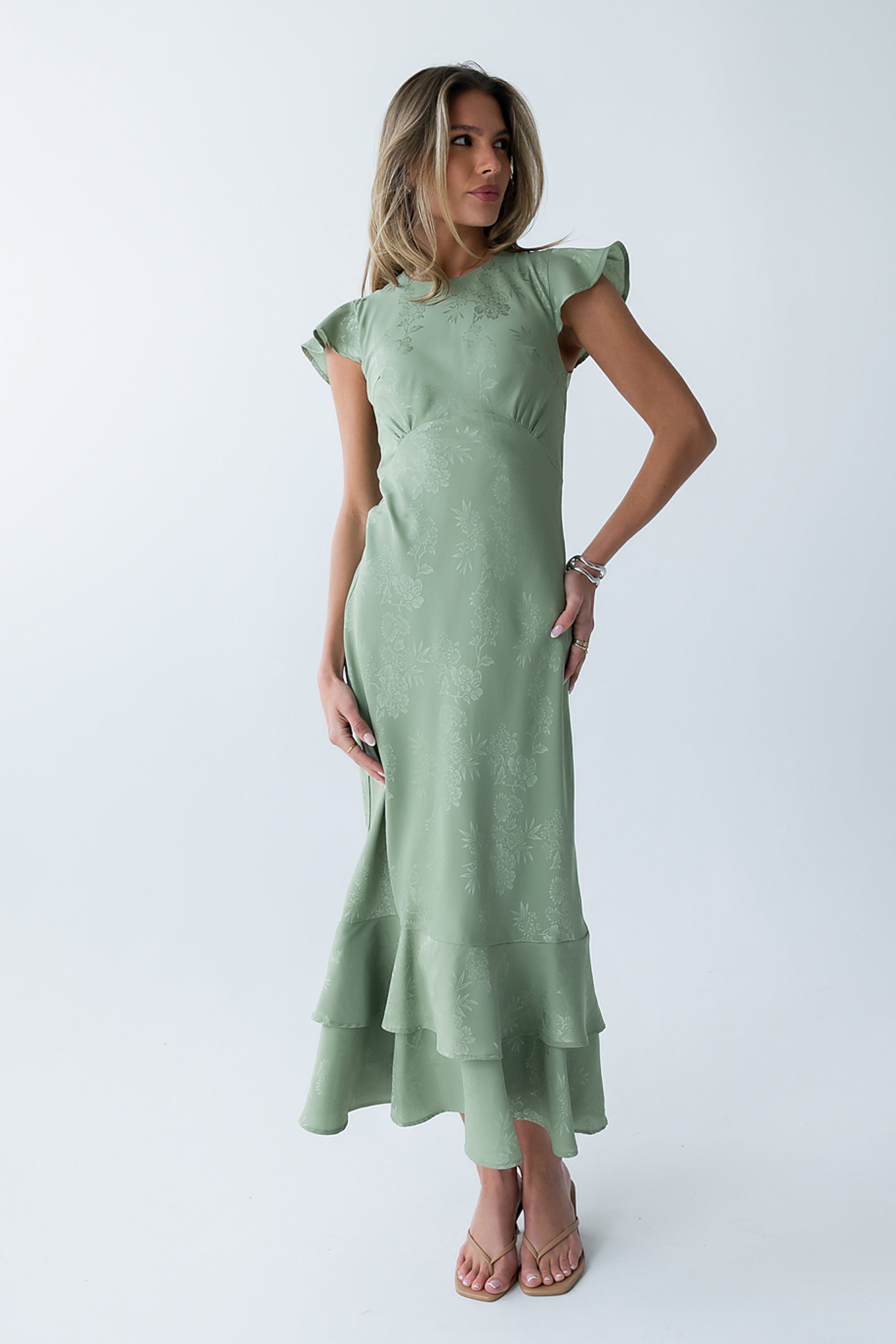 Mateo Floral Maxi Dress in Green