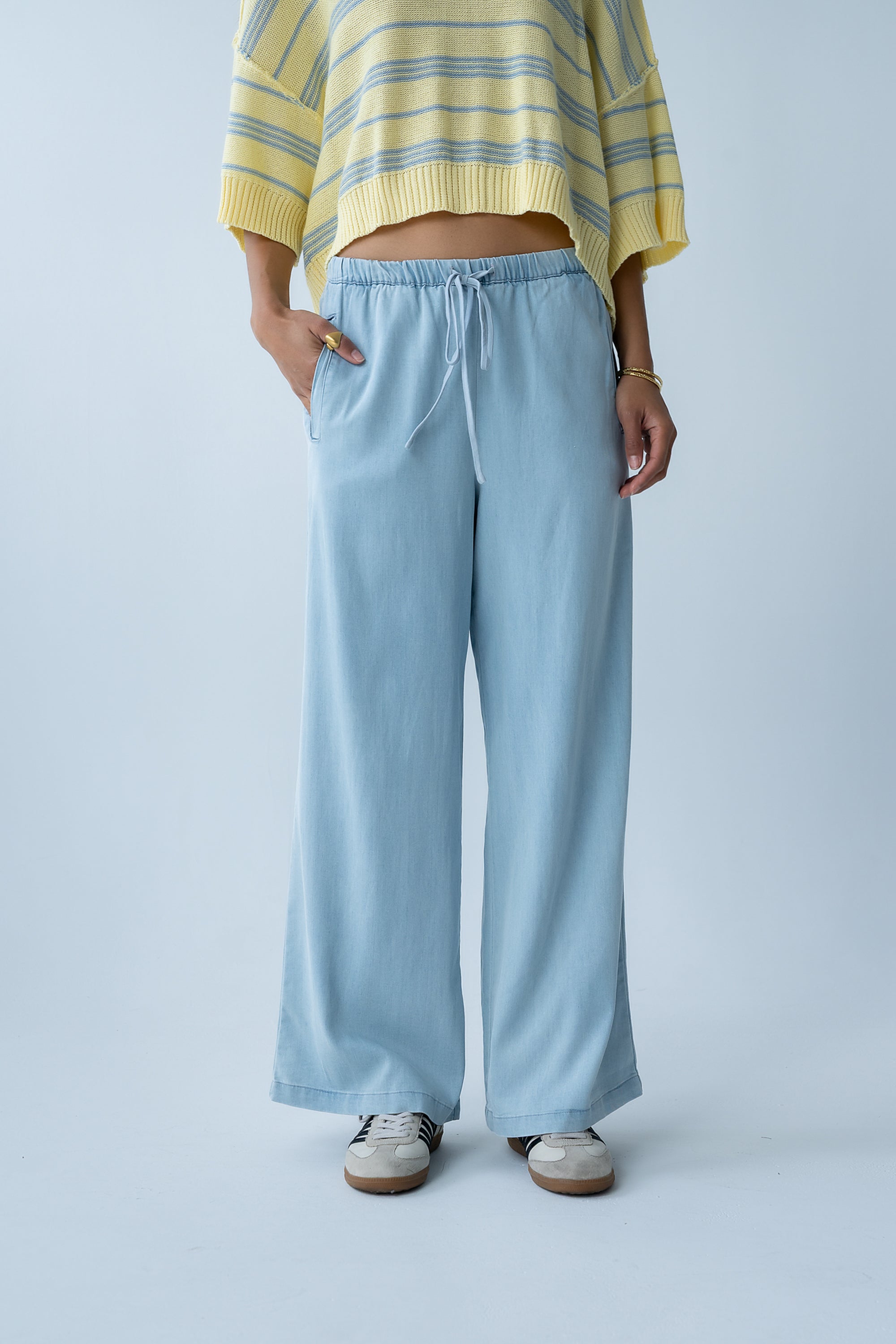 Banks Wide Leg Pants in Light Wash