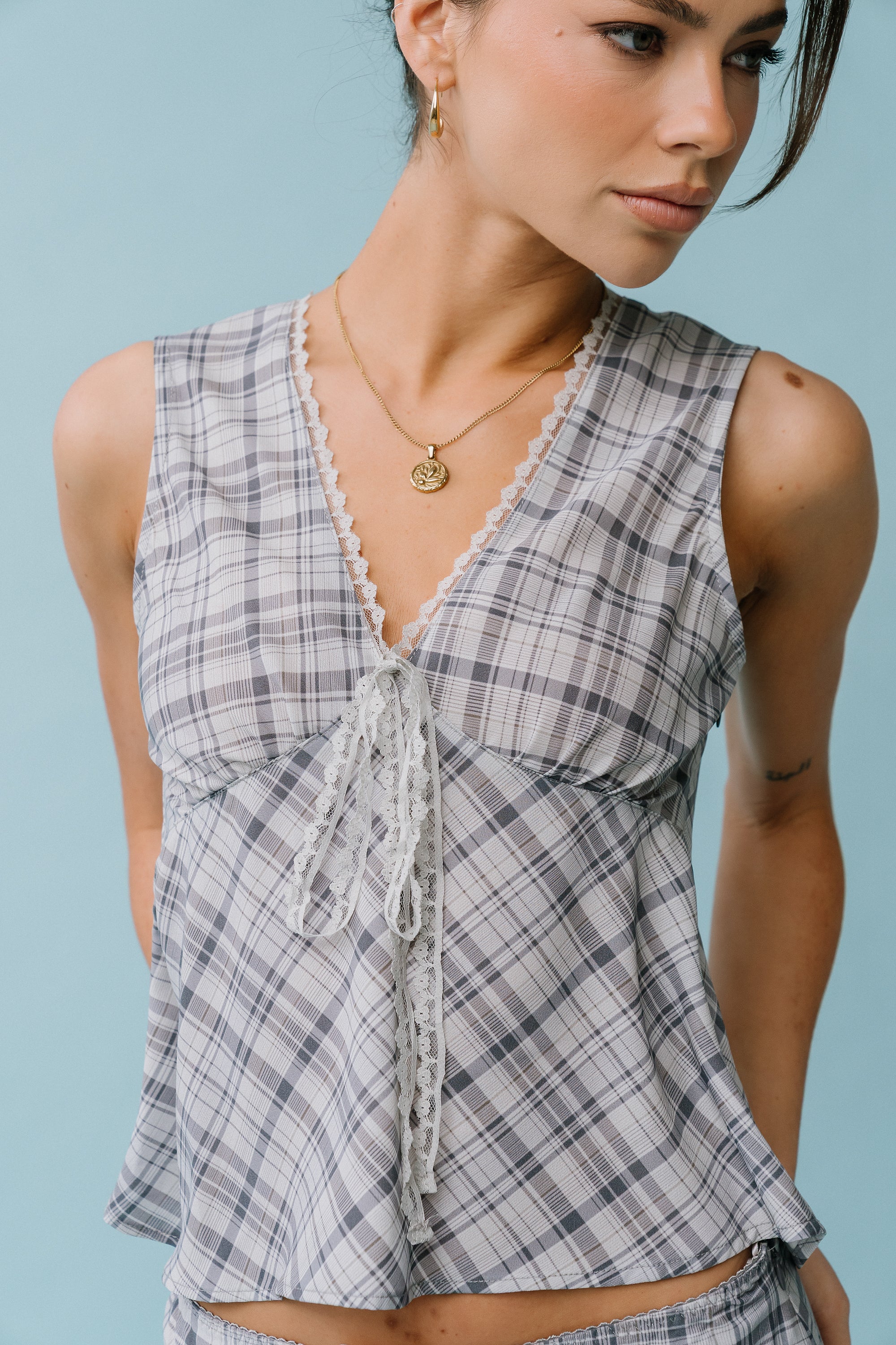 Jenna Plaid Blouse in Blue