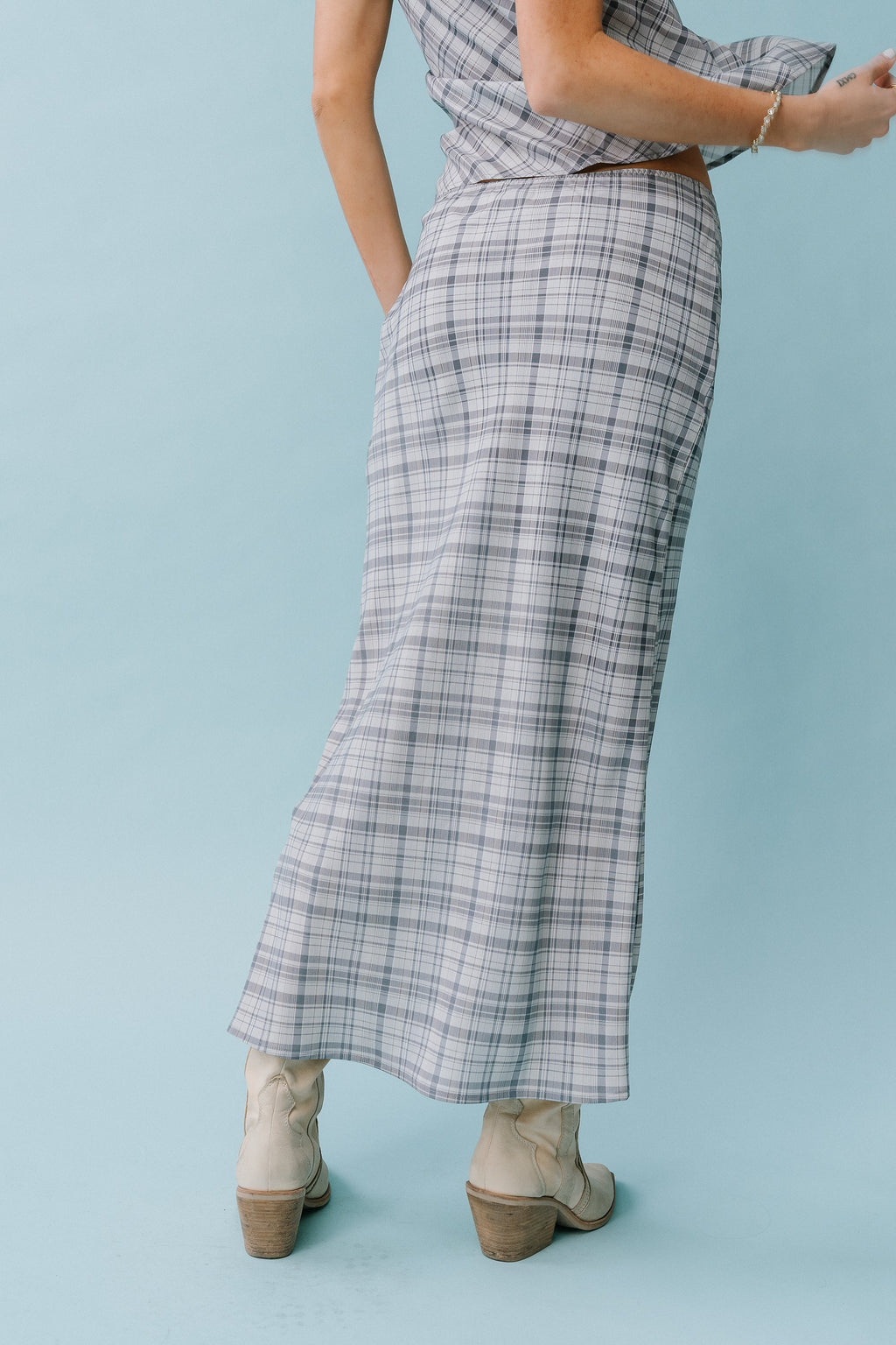 Jenna Plaid Maxi Skirt in Blue