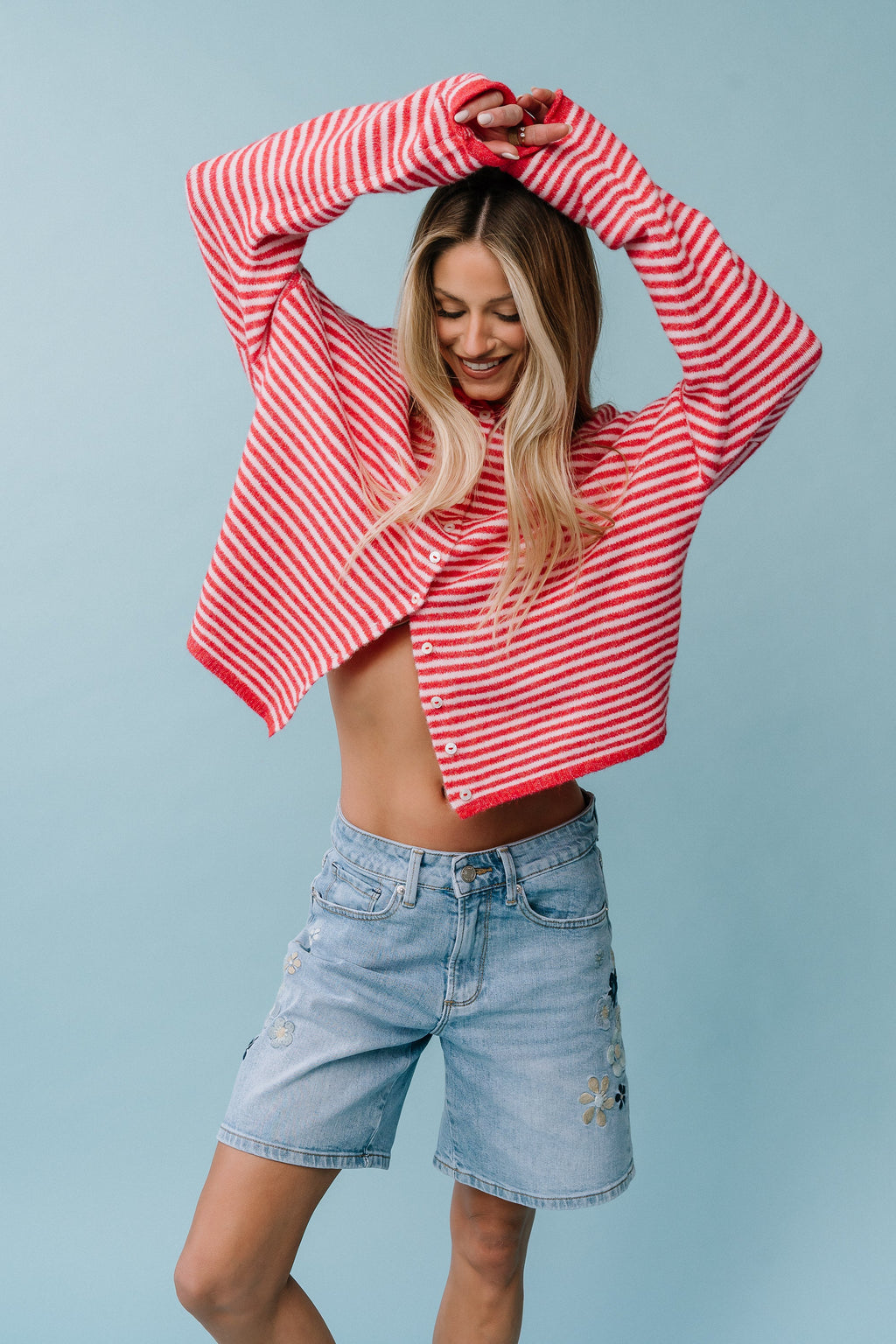 Miriam Striped Cardigan in Pink