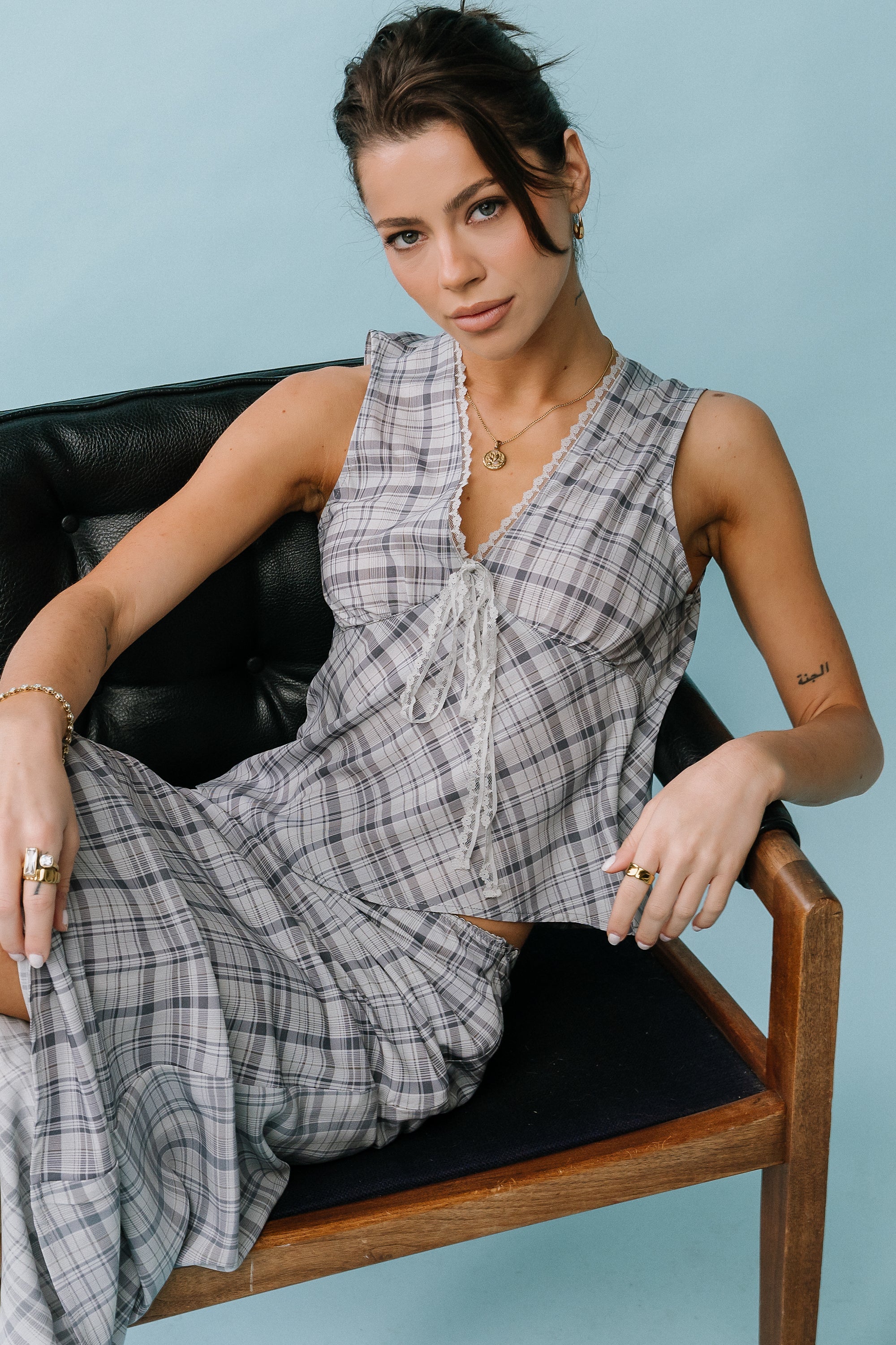 Jenna Plaid Blouse in Blue