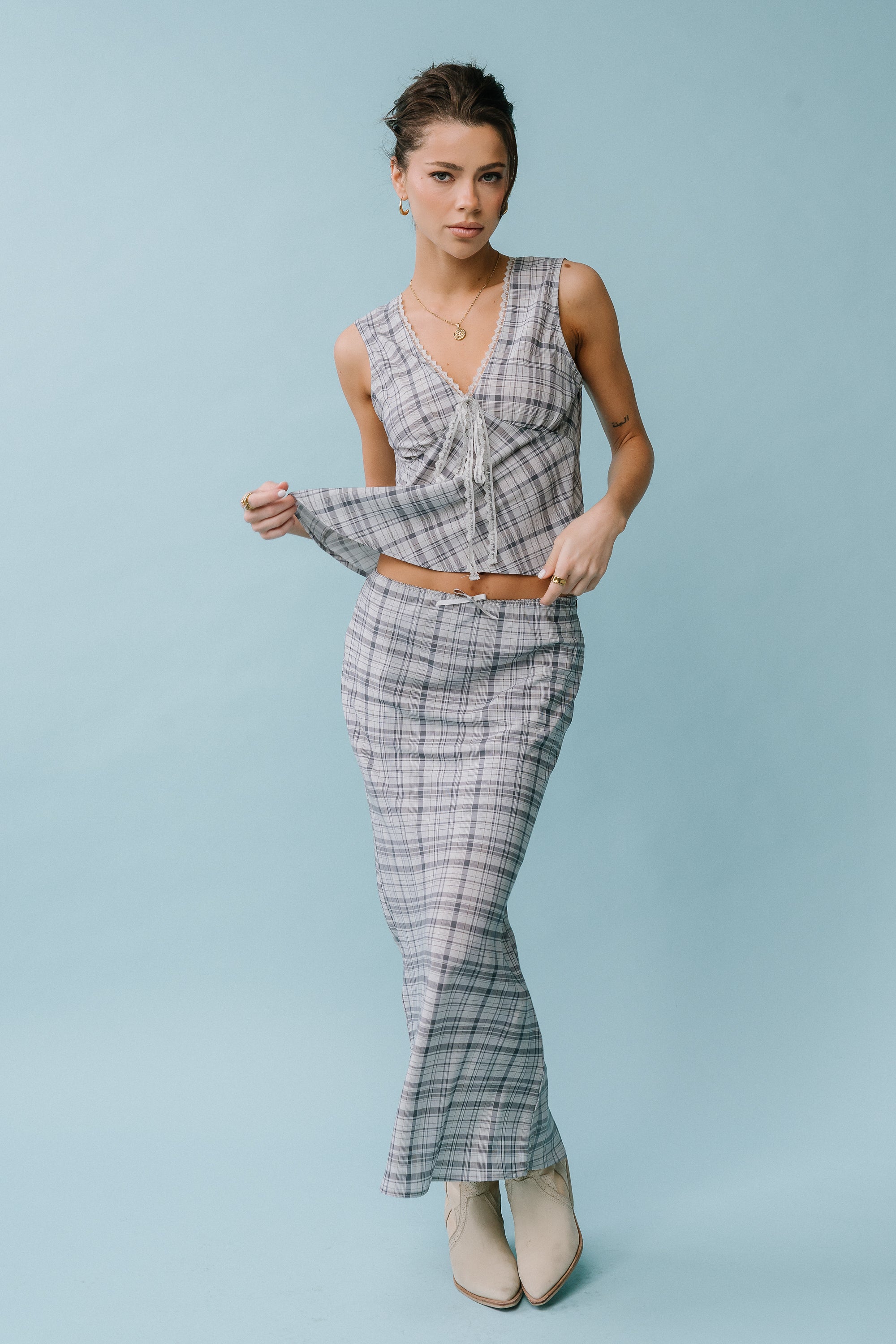 Jenna Plaid Blouse in Blue