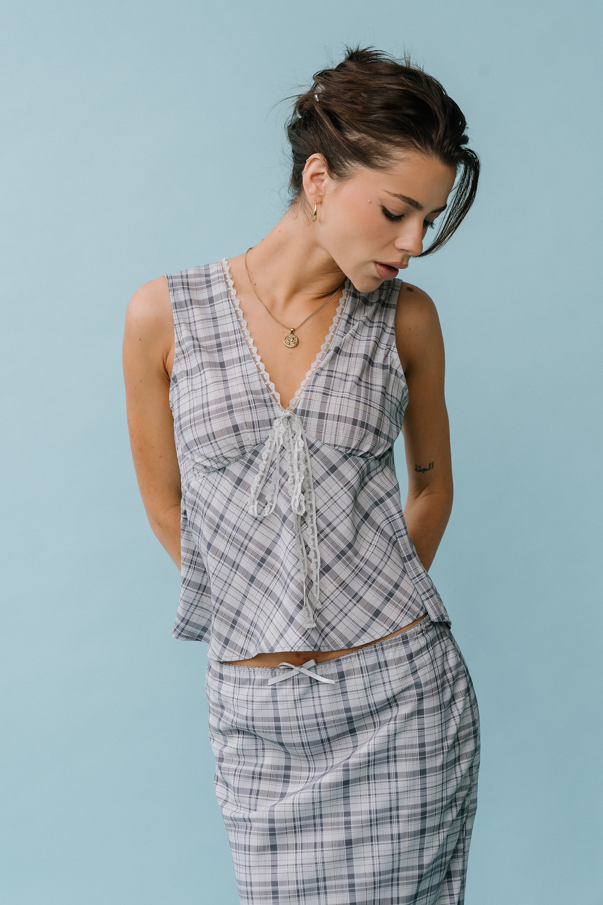 Jenna Plaid Blouse in Blue