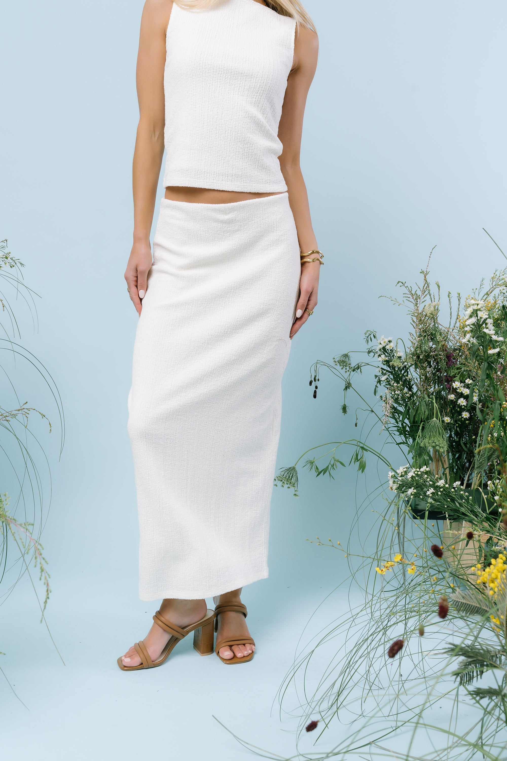 Opal Textured Skirt in Ivory