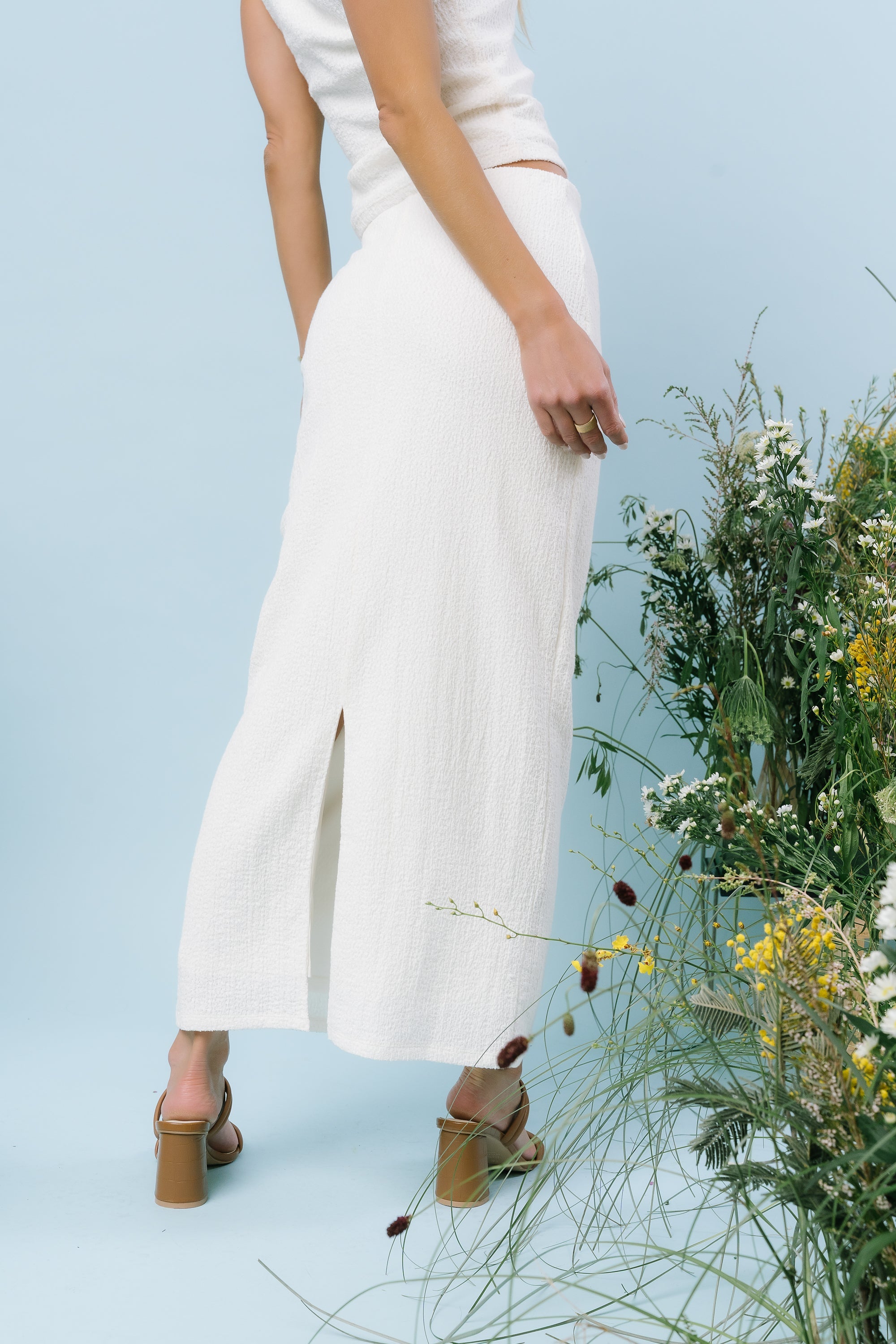 Opal Textured Skirt in Ivory