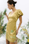 Brenna Floral Mini Dress in Chartreuse