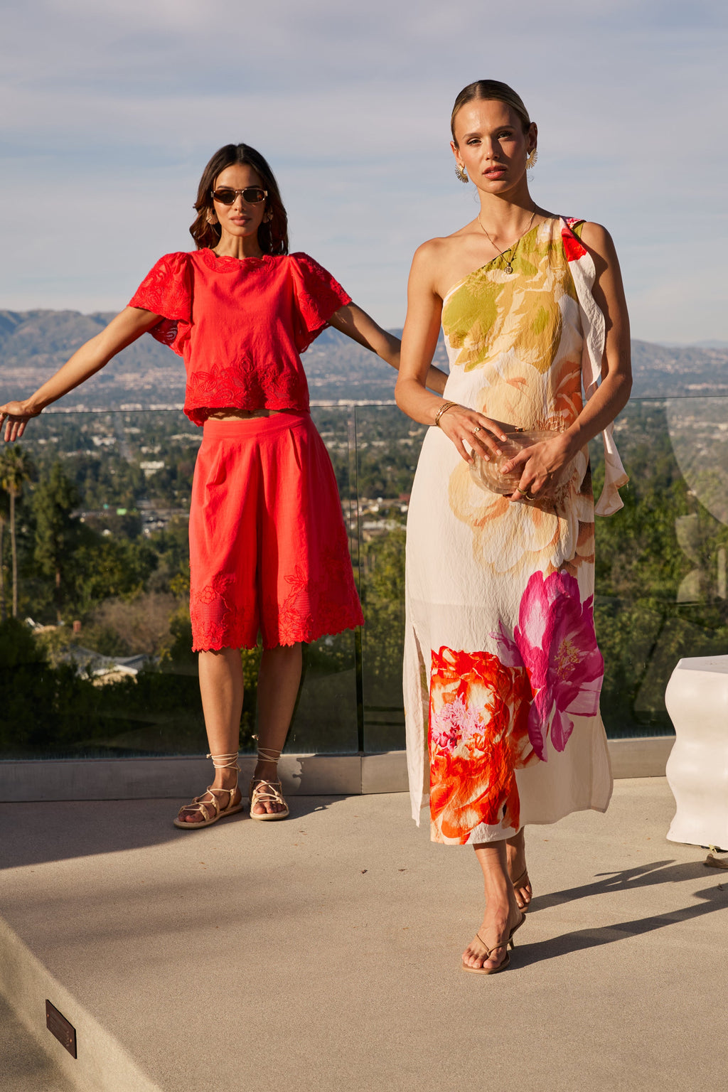 Molly Embroidered Shorts in Red