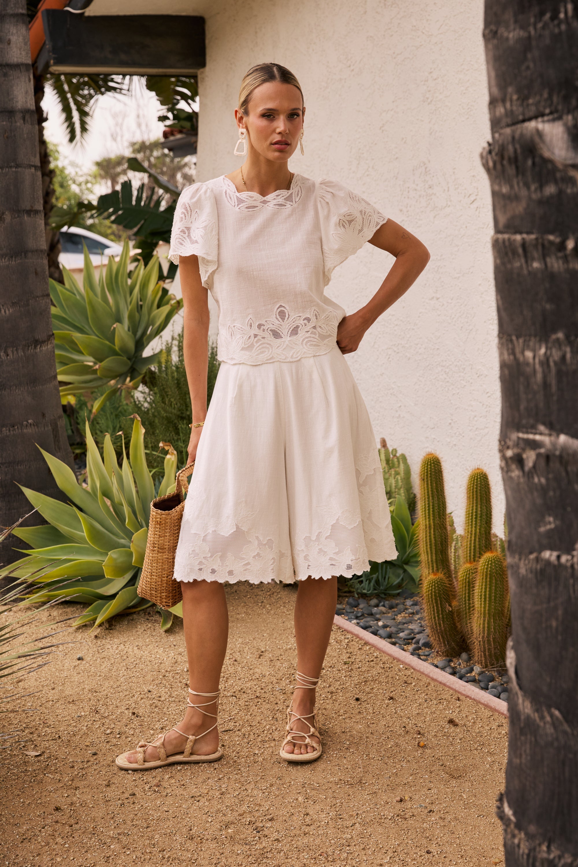 Molly Embroidered Shorts in White