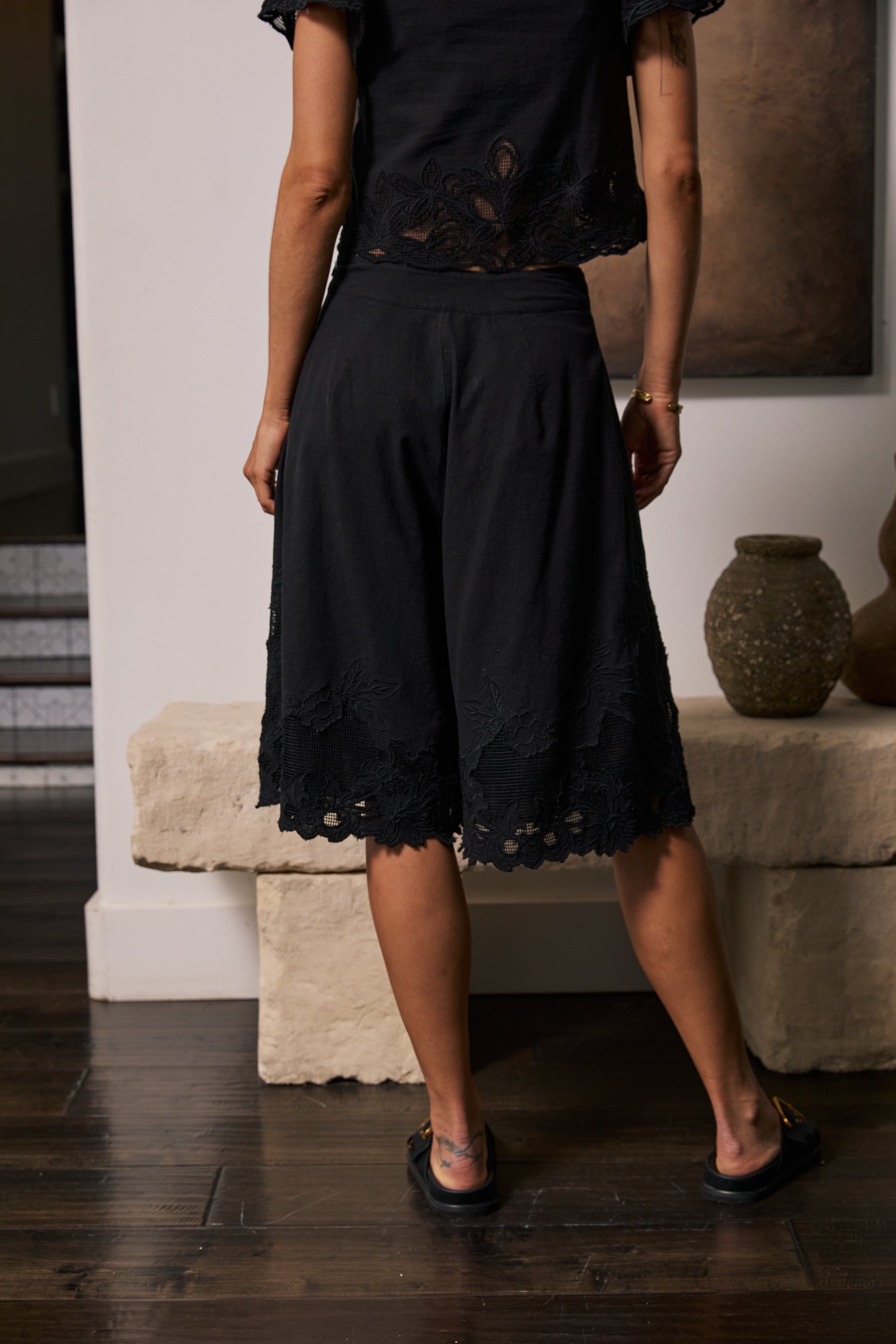 Molly Embroidered Shorts in Black