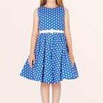 Kids Audrey Polka Dot Dress - Royal Blue