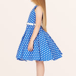 Kids Audrey Polka Dot Dress - Royal Blue