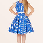 Kids Audrey Polka Dot Dress - Royal Blue