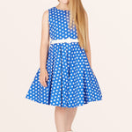 Kids Audrey Polka Dot Dress - Royal Blue