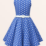 Kids Audrey Polka Dot Dress - Royal Blue