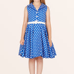 Kids Holly Polka Dot Dress - Royal Blue